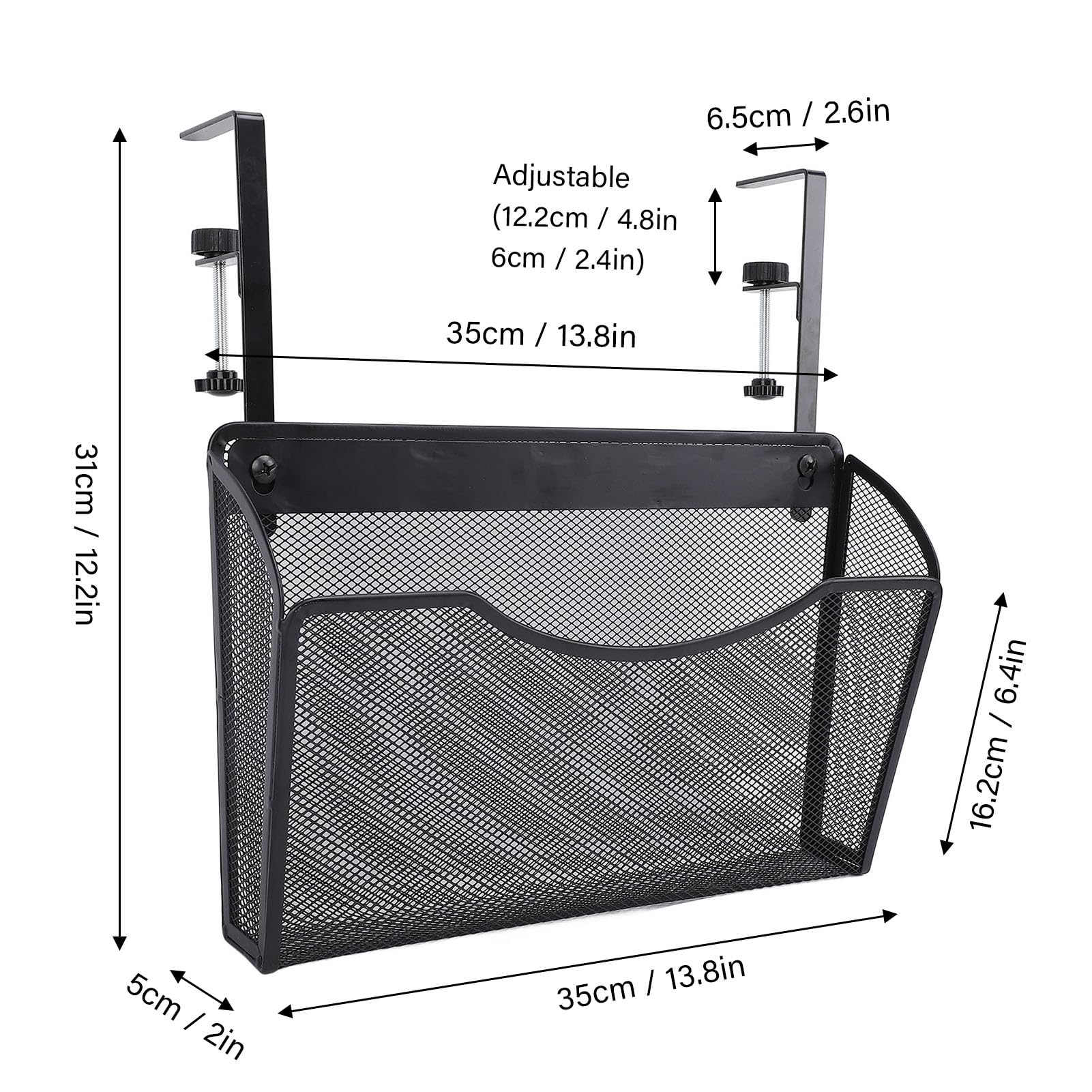 1Pcs Hanging Desk Organizer - Carbon Steel Under Desk Storage Holder with Adjustable Compartments for Office & Home Workspace Organization - Perfect for Storing Files, Stationery, and Office Supplies