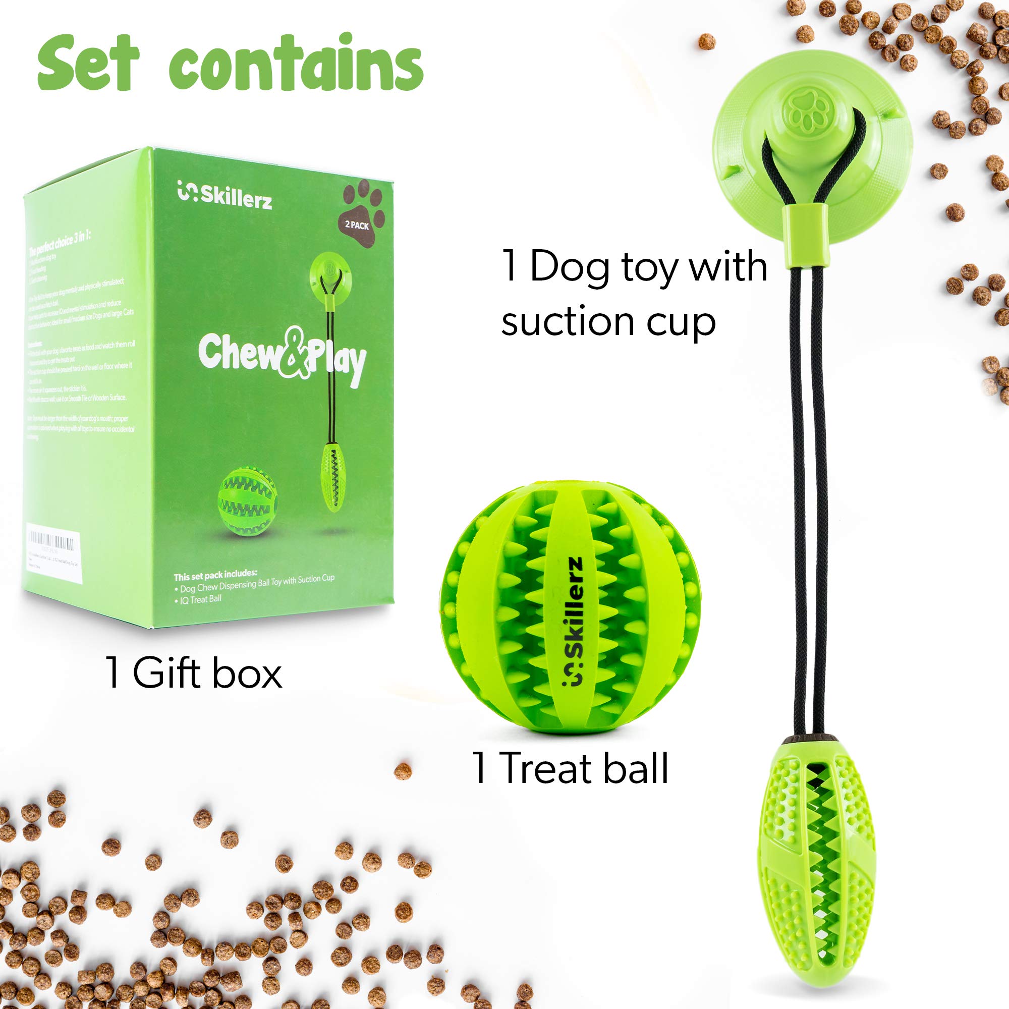Durable Suction Cup Dog Chew Toy - Interactive Treat Dispenser Ball for Teeth Cleaning & Play - Indoor Pet Entertainment for Boredom Relief & Training