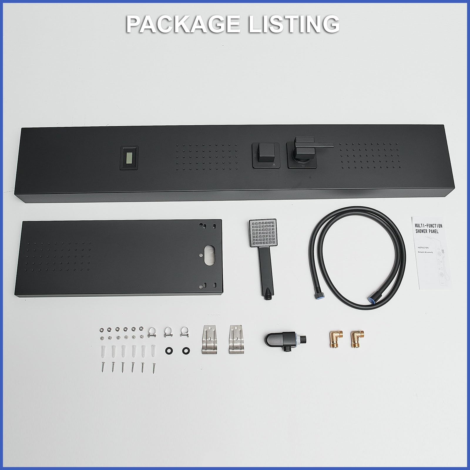 Black Shower Panel Tower System with Temperature Display - Wall Mounted Bathroom Shower Panel for Spa-Like Experience - Perfect for Modern Homes, Hotels, and Luxury Bathrooms