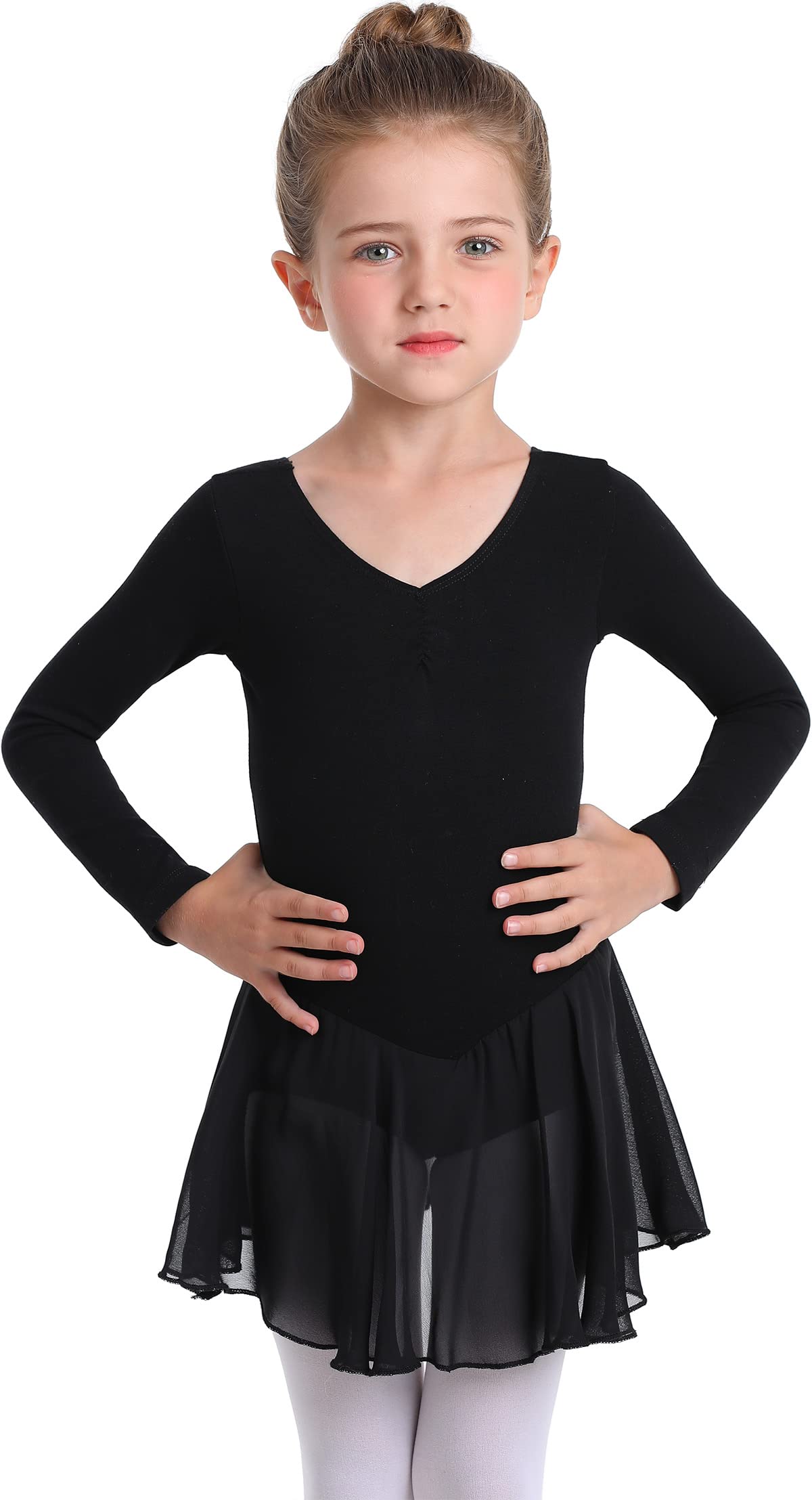 Girls Ballet Leotard with Skirt - Toddler Dance Outfit for Gymnastics & Ballerina Performance | Classic Short Sleeve Leotard Dress for Dance Class, Recital & Stage Performance