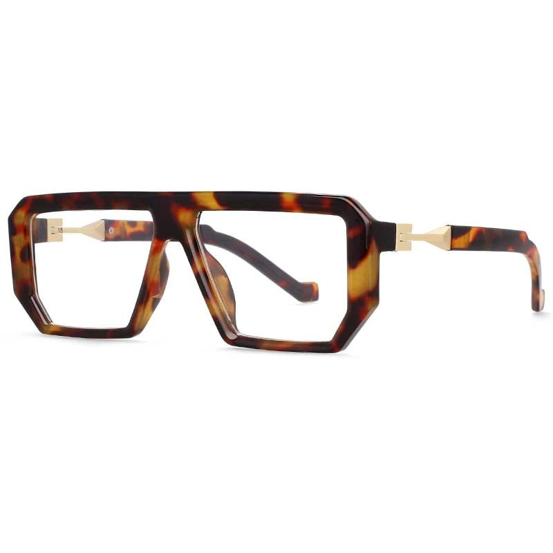 Stylish Spencer Irregular Hinged Leg Oversized Eyeglass Frames - Trendy Large Glasses for Women & Men - Perfect for Reading, Fashion, and Daily Wear