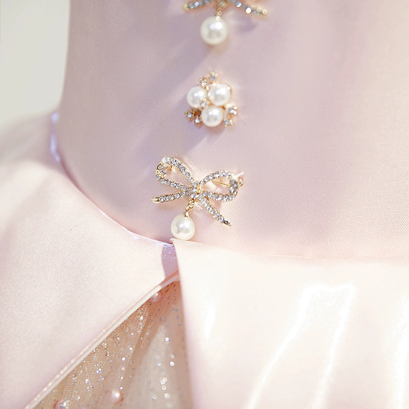 Pink Princess V-Neck Floor-Length Satin Flower Girl Dress for Weddings, Pageants & Special Occasions