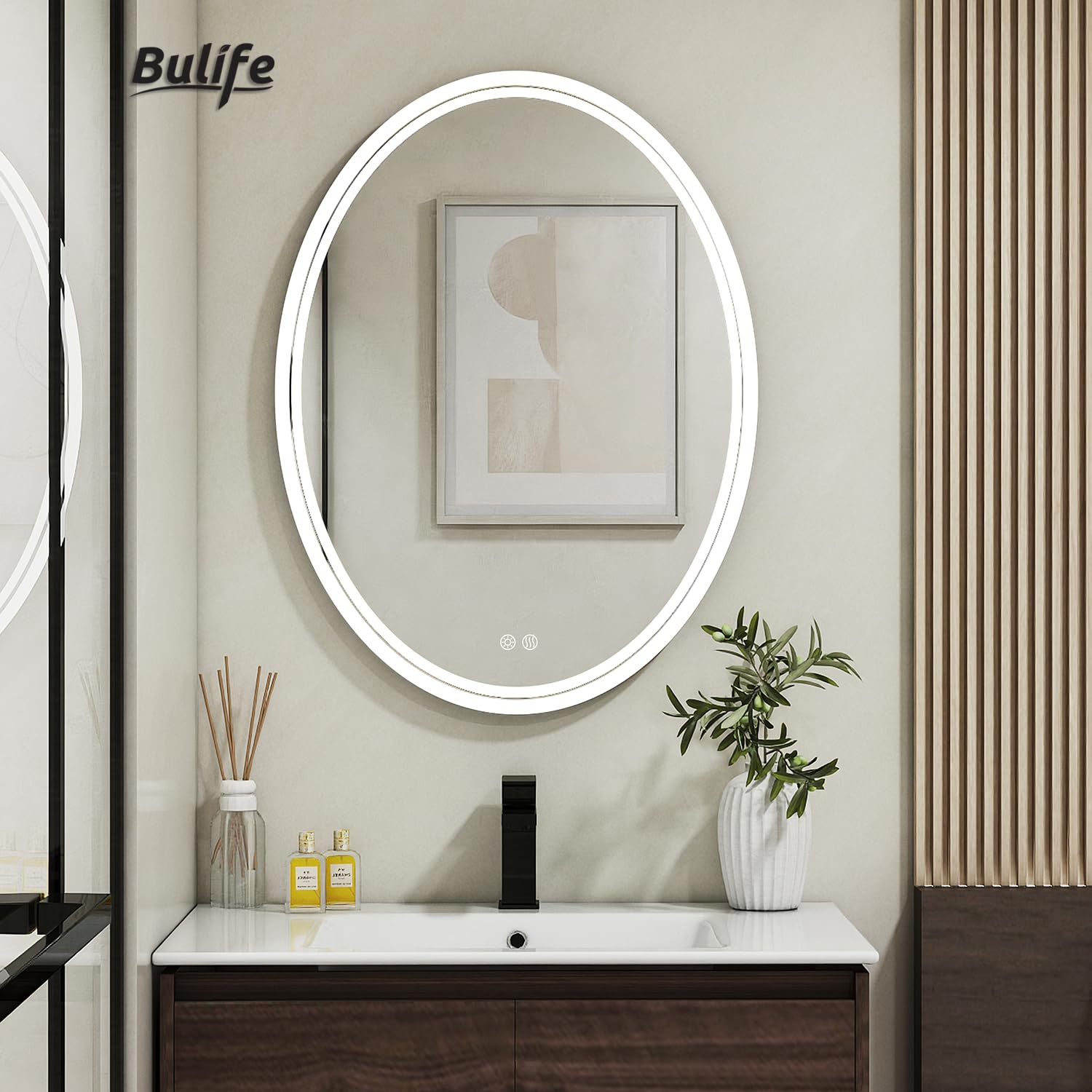 32 x 24 Inch Smart LED Bathroom Mirror with Anti-Fog, 3 Color Dimmable Lighting, Touch Control - Wall Mounted Vanity Makeup Mirror for Modern Bathrooms & Dressing Rooms