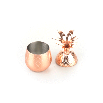 Bar Lux 2 oz Copper Plated Stainless Steel Pineapple Tumbler Cup - Elegant Cocktail Glass for Mojito, Margarita & Tropical Drinks - Perfect for Home Bar, Parties & Gifts (2.5