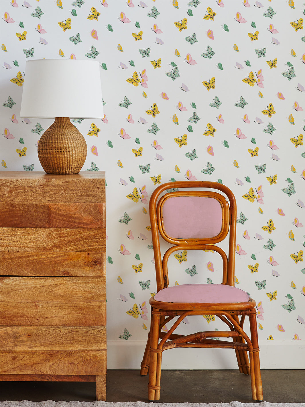 Mariposa White Wallpaper by Tea Collection - Elegant Floral Design for Living Room, Bedroom & Nursery Decor