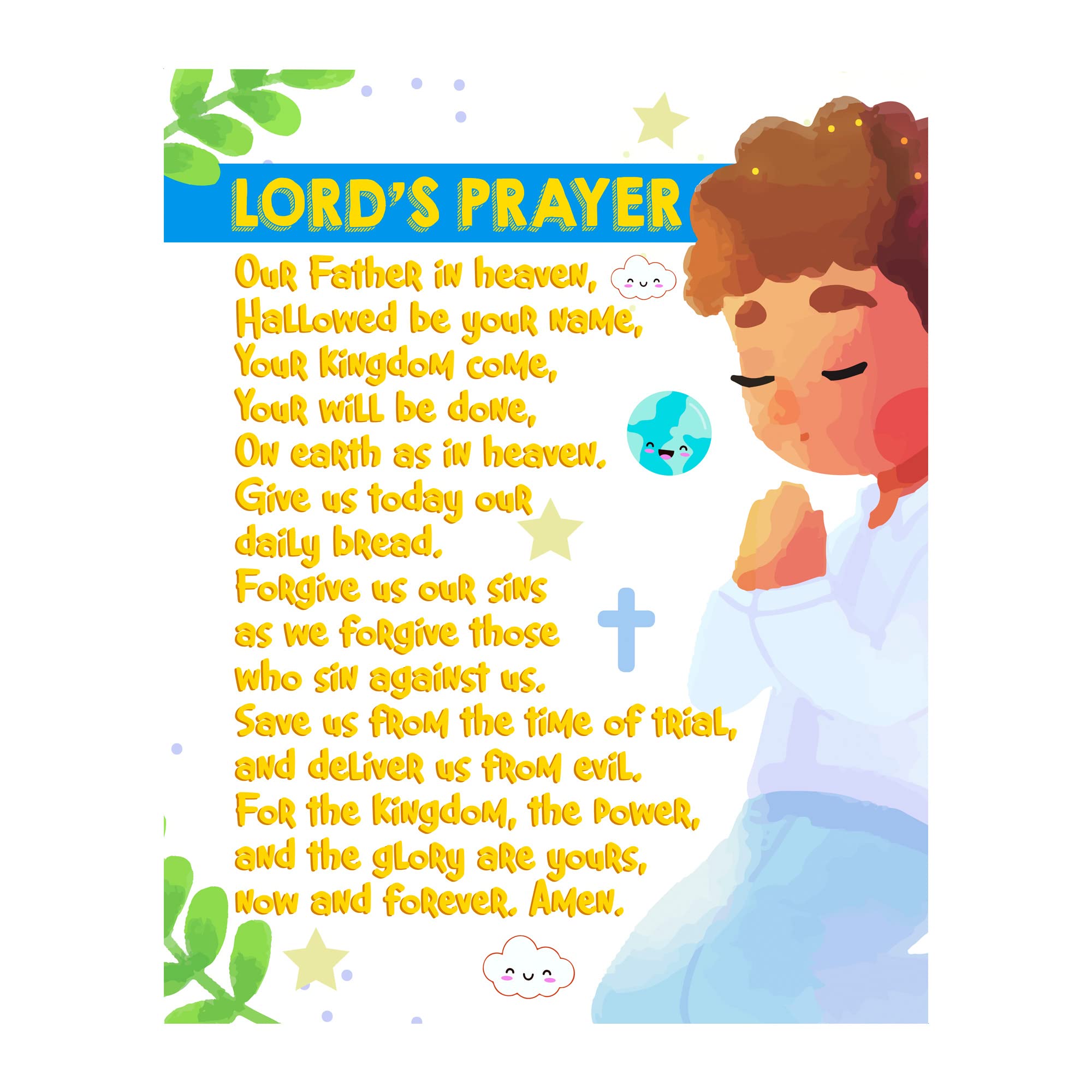 Kids Bible Wall Art - The Lord's Prayer Print 11x14