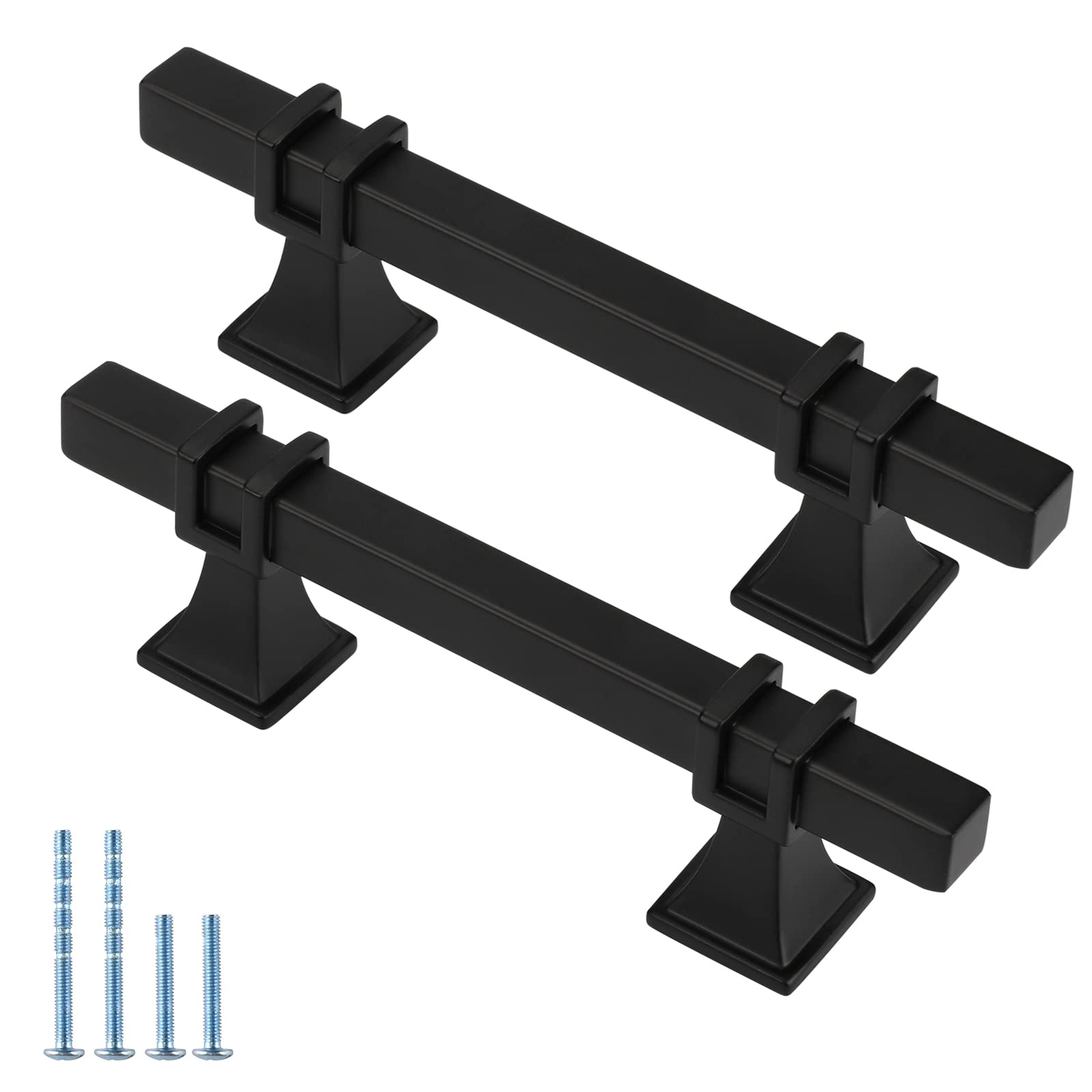 25 Pack 3 Inch Black Cabinet Handles - Matte Black Square Kitchen Cabinet Pulls for Drawers & Dressers | Durable Cabinet Hardware for Kitchen, Bathroom & Furniture Upgrade