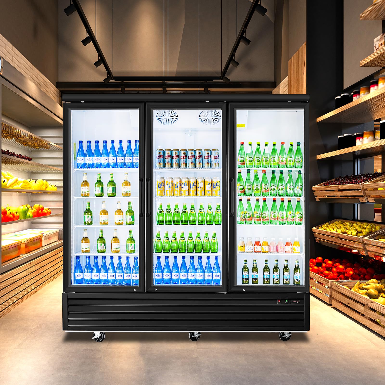62 Cu.Ft Commercial Beverage Refrigerator with Glass Door - LED Display Cooler for Drinks, Beer, Wine - Energy Efficient Merchandiser Fridge for Restaurants, Grocery Stores & Home Bars - Perfect for Commercial Kitchens, Convenience Stores & Entertainment Areas