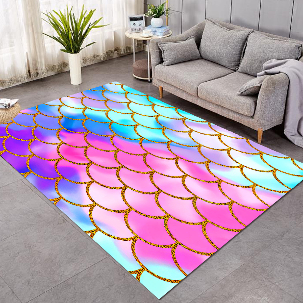 Mermaid Passion Area Rug - Soft Non-Slip Living Room Carpet for Bedroom, Nursery, Dorm Decor - Coastal & Fantasy Themed Home Accessories