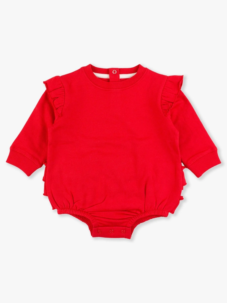 Trendy Red Sweatshirt Bubble Romper for Women - Cozy & Stylish One-Piece Jumpsuit | Perfect for Casual Outings, Loungewear & Instagram Outfits