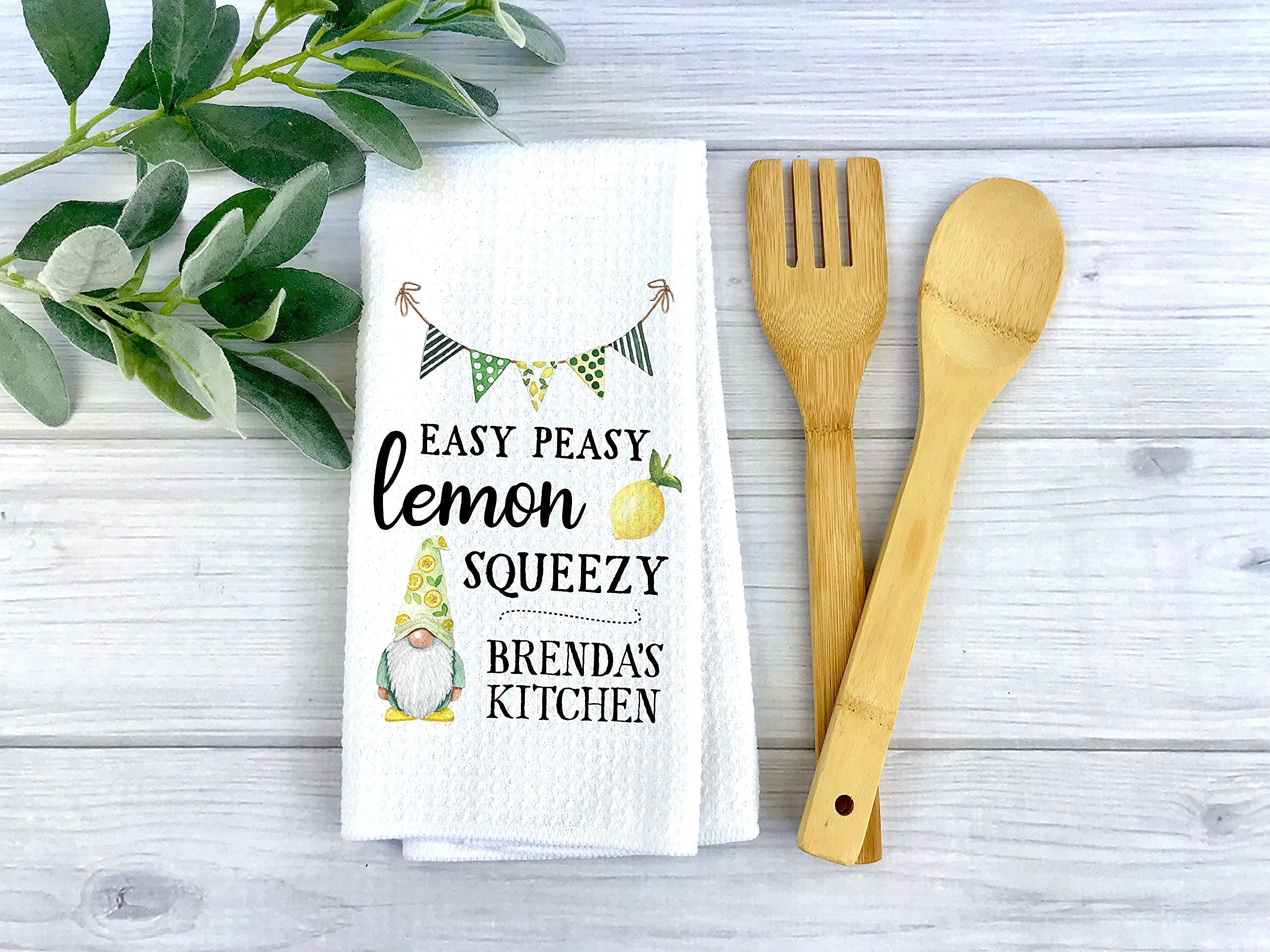 Custom Gnome Theme Dish Towel - Personalized Lemon Print Kitchen Towel | Summer Kitchen Decor & Seasonal Home Accessories | Housewarming Gift for Friend | Perfect for Farmhouse Kitchens, Holiday Decor & Hostess Gifts
