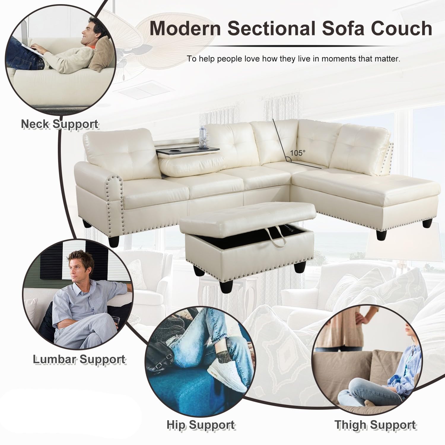 2-Piece L-Shaped Sectional Sofa with 70