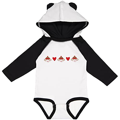 Inktastic Sock Monkey Heart Border Long Sleeve Baby Bodysuit - Adorable Unisex Infant Romper for Playtime, Photo Shoots & Special Occasions