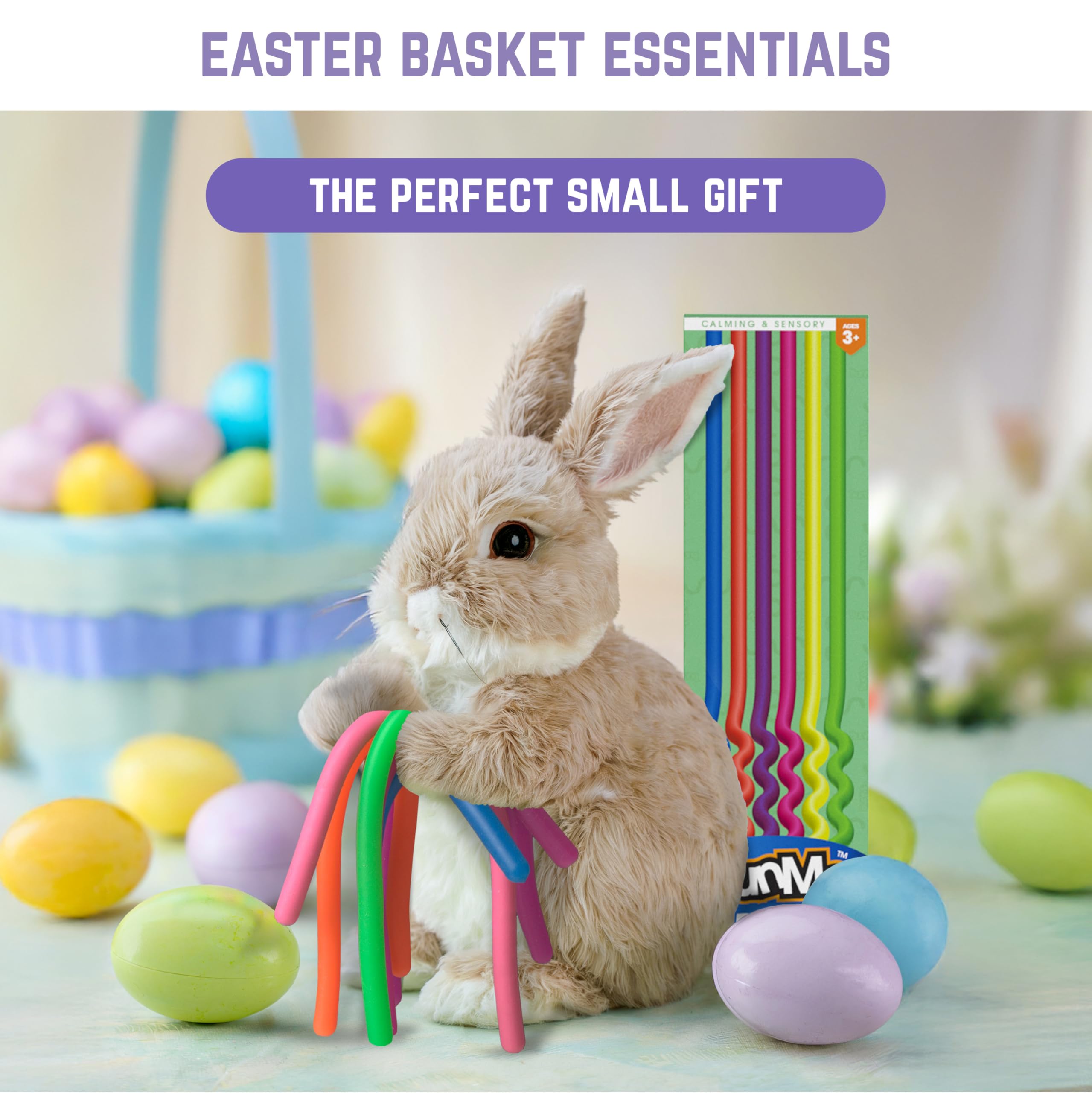 BUNMO Easter Basket Essentials - 6 Pack Stretchy Sensory Strings for Kids - Fidget Toys for Stress Relief & Focus - Non-Mouthable Safe Toys Ages 3+ - Perfect for Easter Gifts, Classroom Rewards & Autism Sensory Play