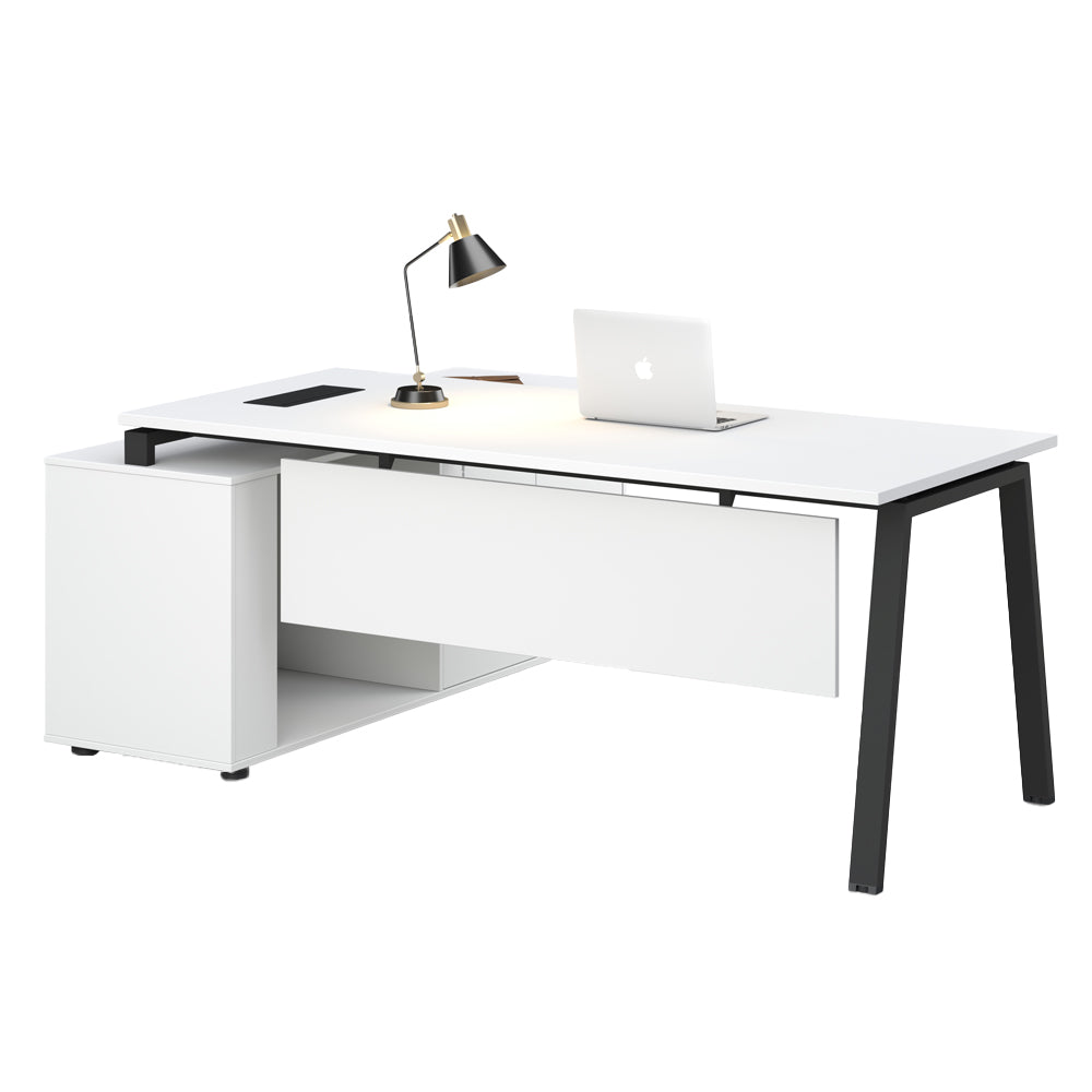 ASPEN Executive Desk Reversible 220-240cm White & Black - Modern Office Desk for Home & Business Workspace