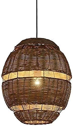 Hand-Woven Bamboo Pendant Light - Japanese & Southeast Asian Style Drum Lampshade - Natural Wicker Ceiling Chandelier for Home, Restaurant & Cafe Decor - E27 Bulb Compatible (35cm/55cm) - Perfect for Boho, Zen & Tropical Interior Design