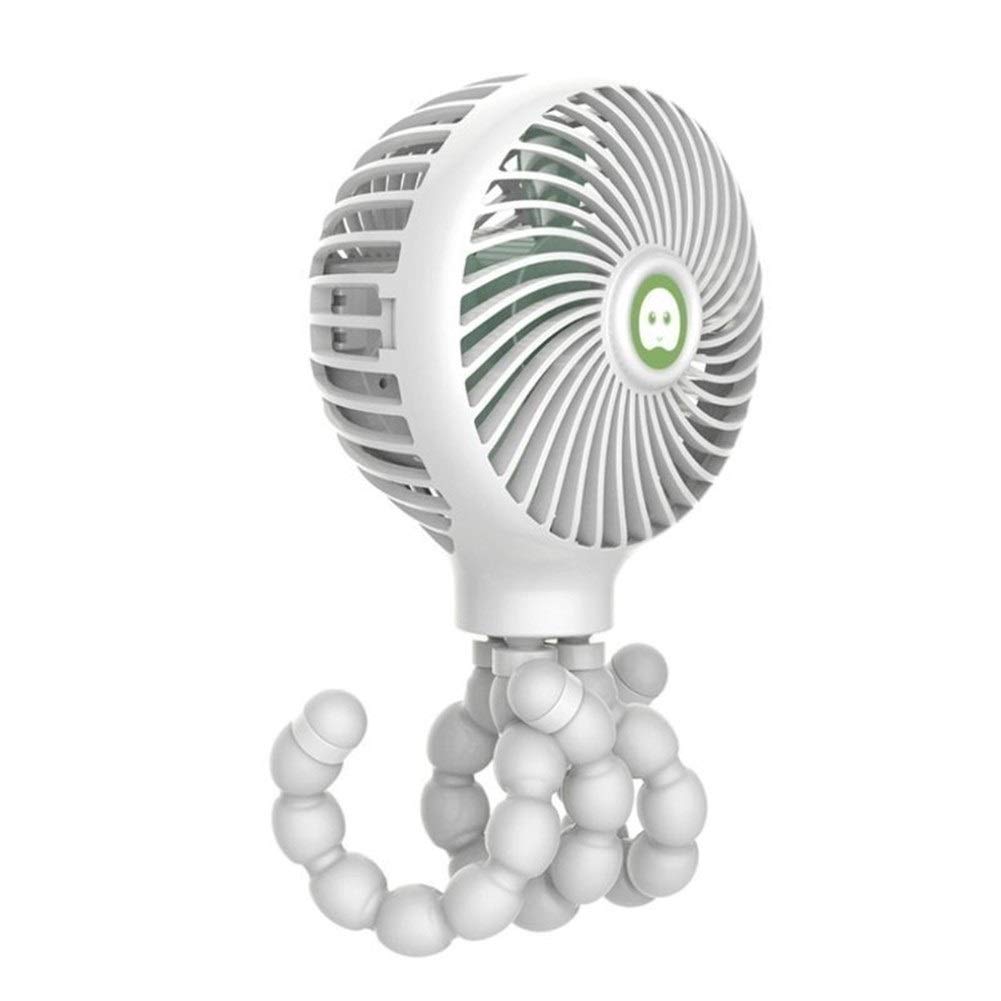 Mini Portable USB Rechargeable Hanging Fan - Adjustable Octopus Shape Handheld Fan for Baby Strollers, Students, Office & Outdoor Use - White Personal Cooling Fan for Summer Travel, Camping and Home