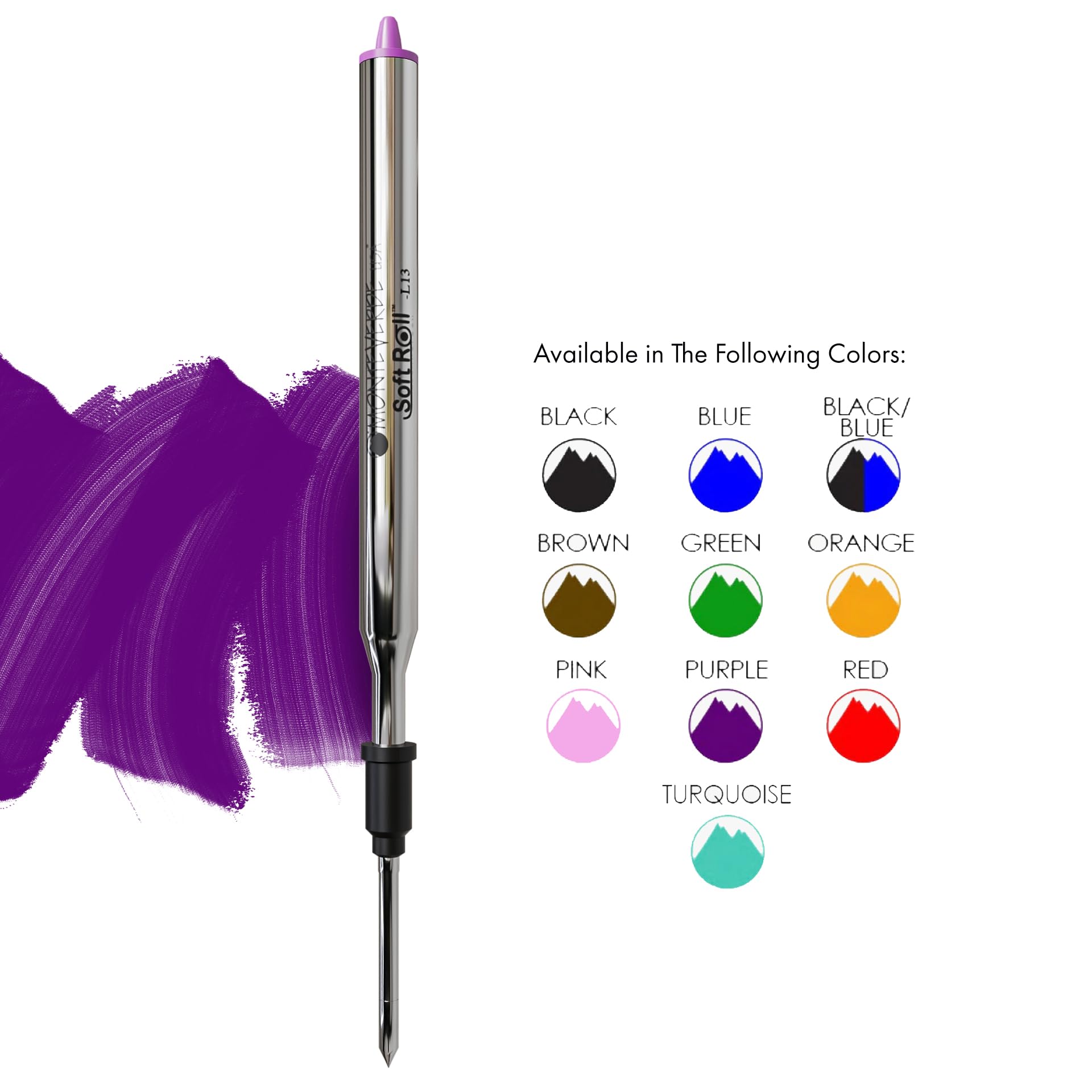 MONTEVERDE Soft Roll Ballpoint Refill for Lamy Pens - Purple Ink, 2 Pack (L132PL) | Smooth Writing Replacement Refills for Office, School & Daily Use