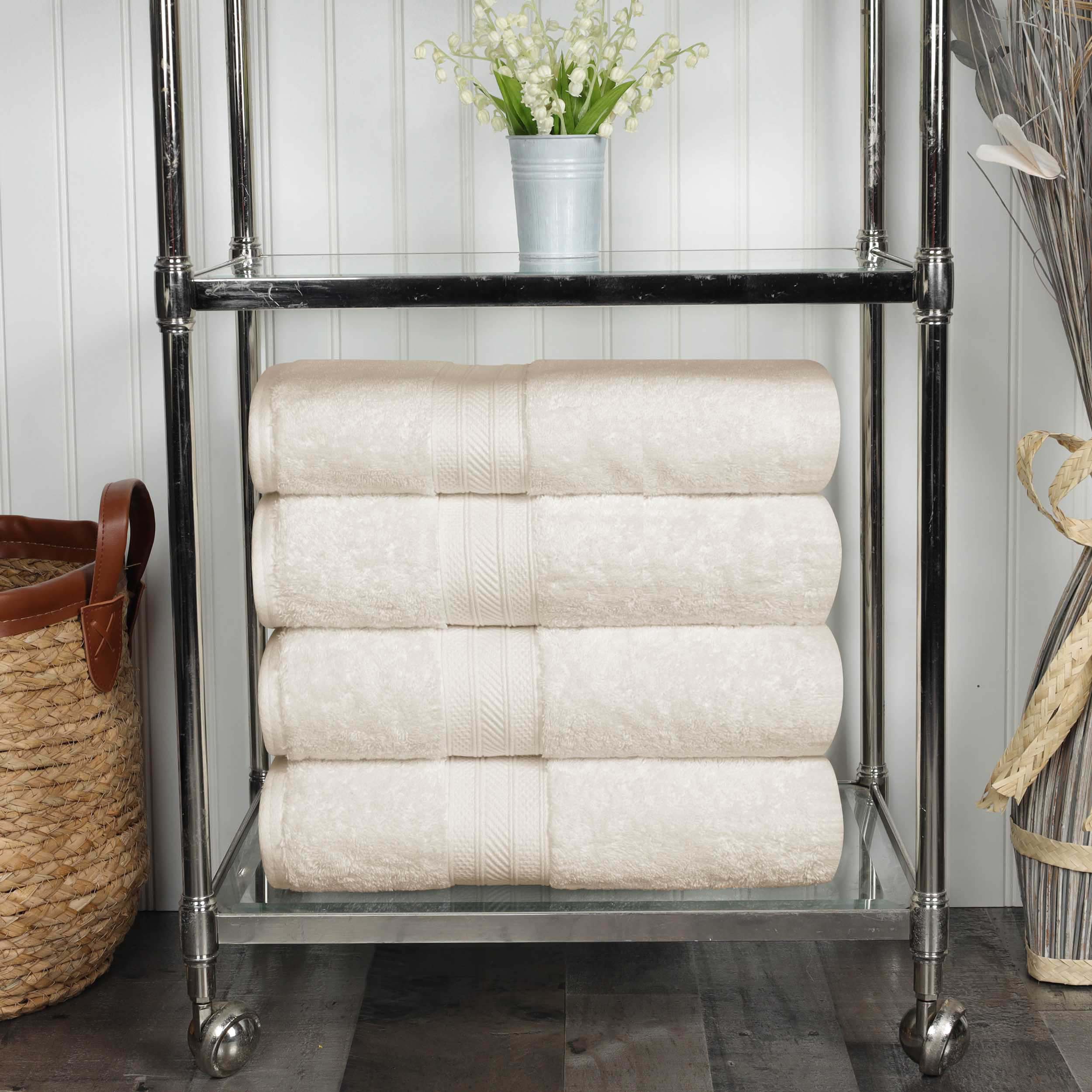 Premium Atlas Cotton 4-Piece Bath Towel Set - Ultra Absorbent, Heavyweight & Soft - Perfect for Spa, Bathroom & Luxury Home Use
