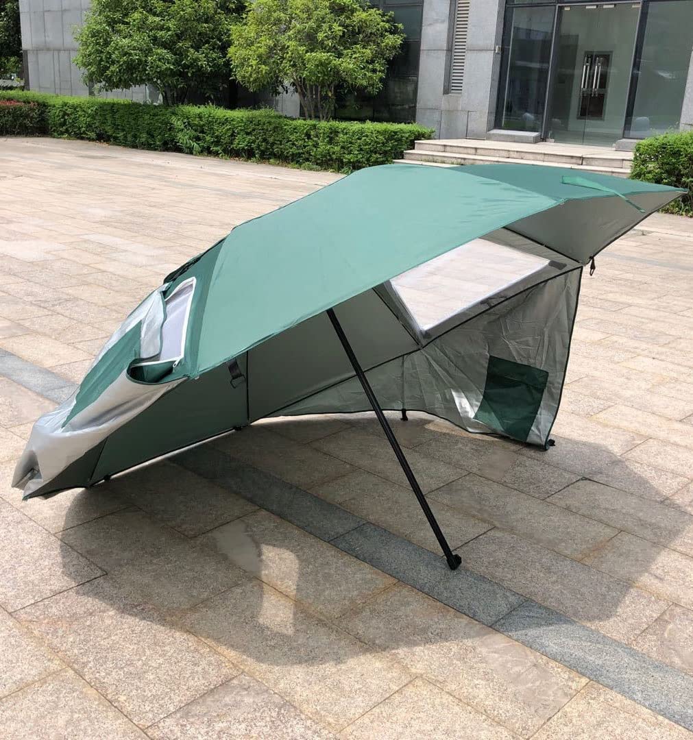 240cm Large Beach Umbrella with UPF50+ Sun Protection - Windproof & Waterproof Fishing Umbrella for Outdoor Activities - 8-Rib Sun Shade for Beach, Camping, Picnics & Sports Events (Green) - Perfect for Summer Vacations and Outdoor Adventures