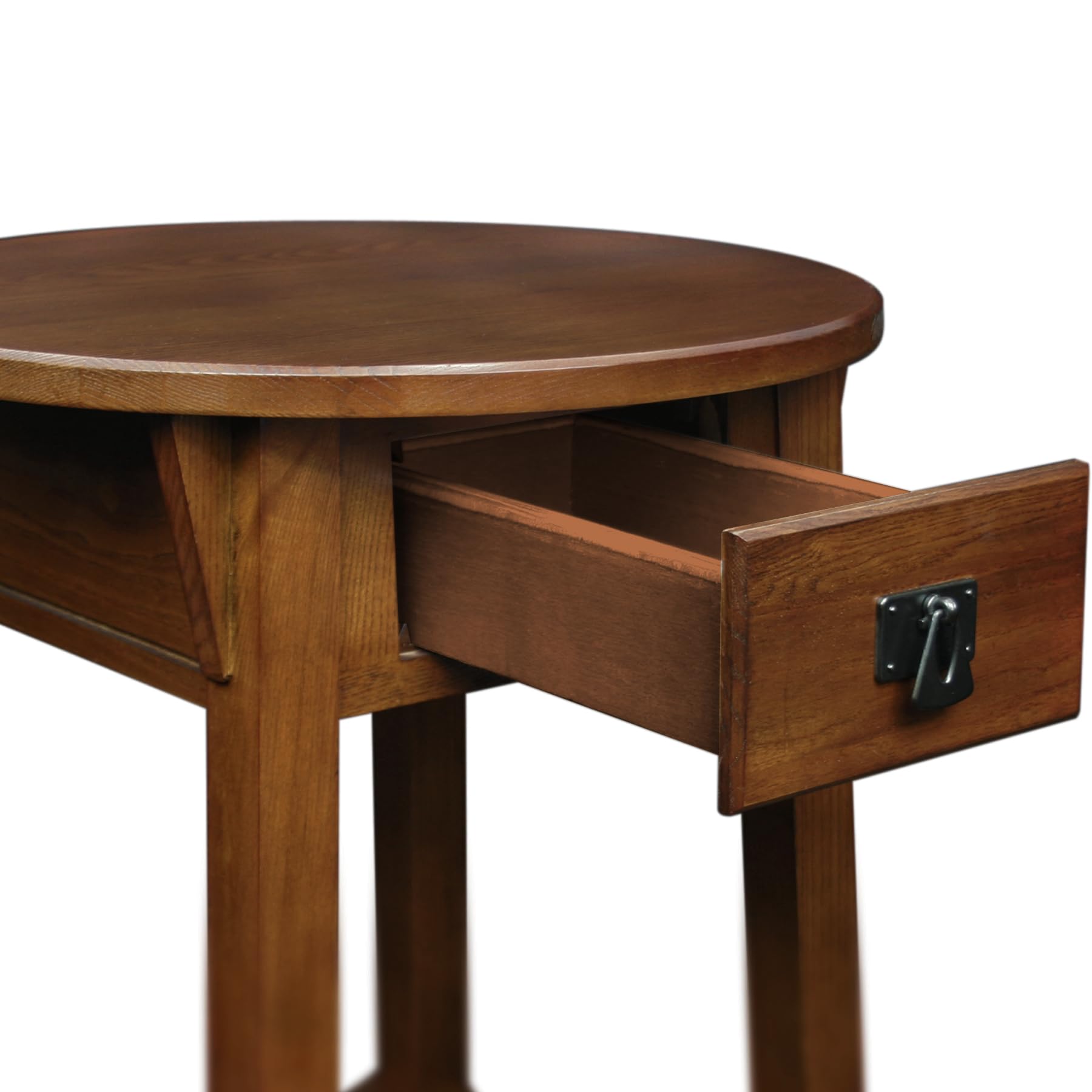 Leick Home 9056-RS Solid Wood Round End Table with Drawer - Rustic Mission Style Side Table for Living Room, Bedroom & Office - Perfect for Holding Lamps, Books & Decor