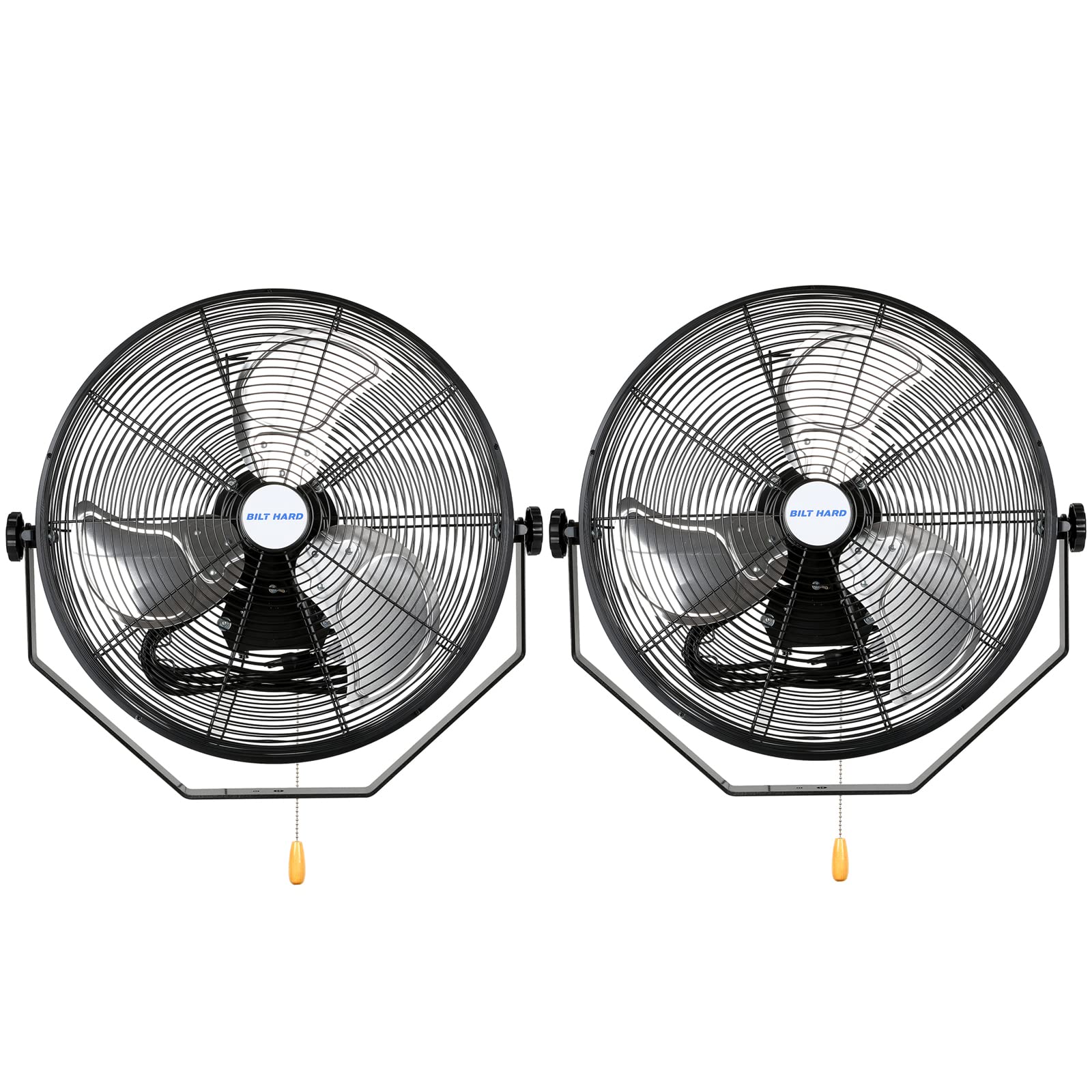 BILT HARD 20 Inch High Velocity Industrial Wall Fan - 4600 CFM, 3-Speed Adjustable, Sealed Motor, Wall Mount Fan (2 Pack) - Perfect for Warehouses, Garages, Workshops, and Large Spaces