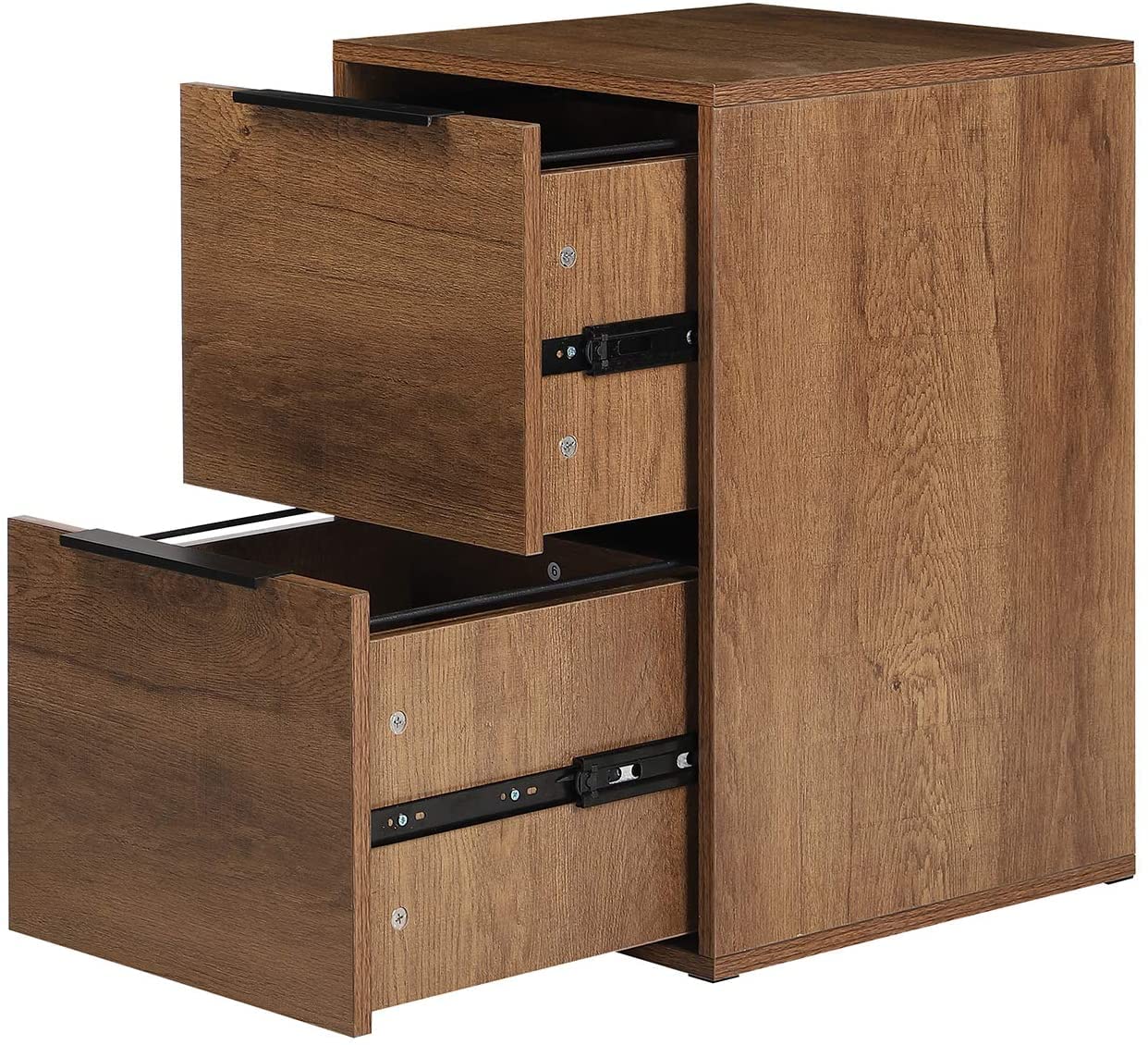 LUCYPAL 2-Drawer Vertical Wooden File Cabinet with Hanging Bars - Letter Size Office Document Storage Organizer for Home & Office (Brown) | Perfect for File Organization, Office Supplies & Workspace Storage