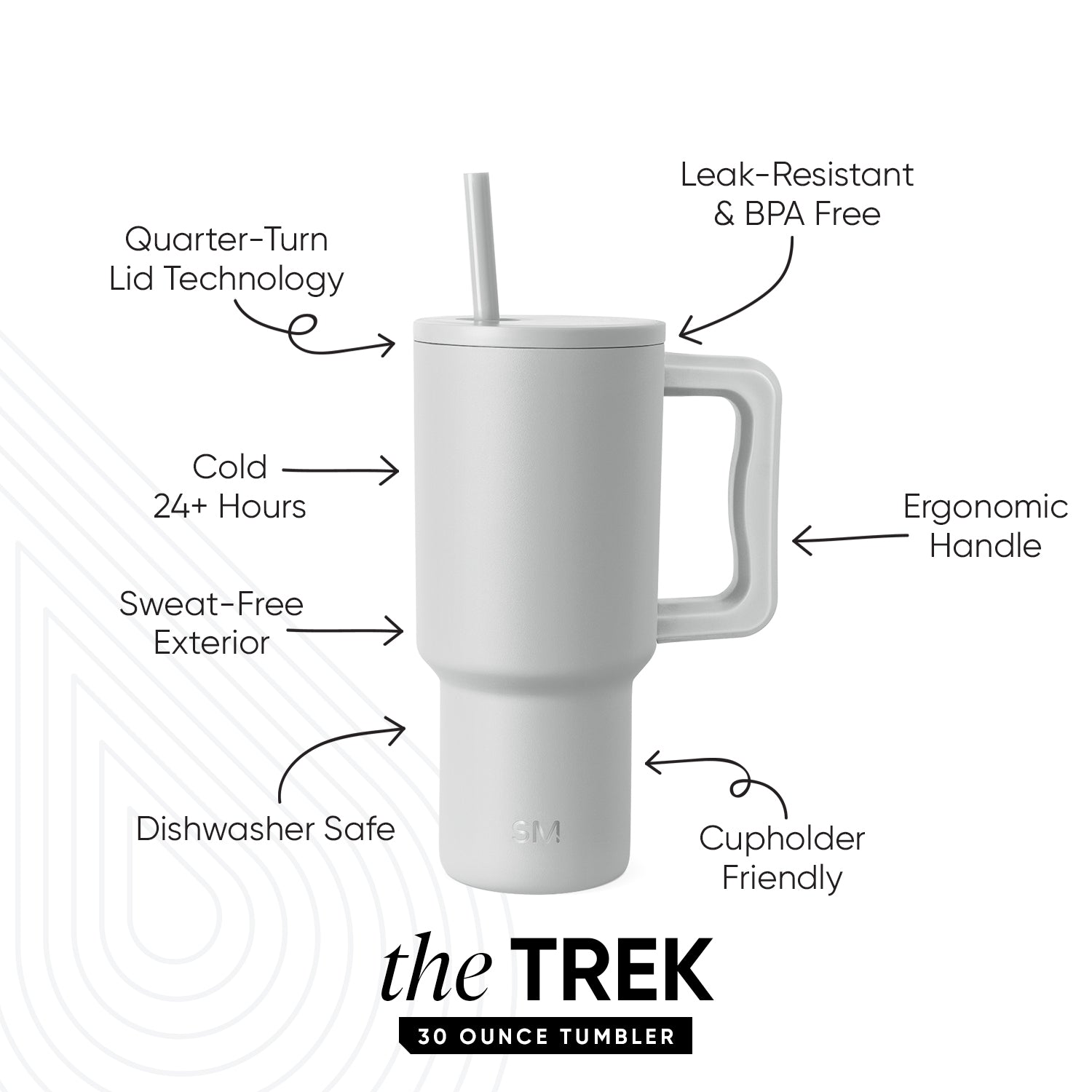 Premium Trek Tumbler 30oz Stainless Steel Vacuum Insulated Water Bottle - Keeps Drinks Hot/Cold for 24 Hours - Perfect for Hiking, Camping & Outdoor Adventures