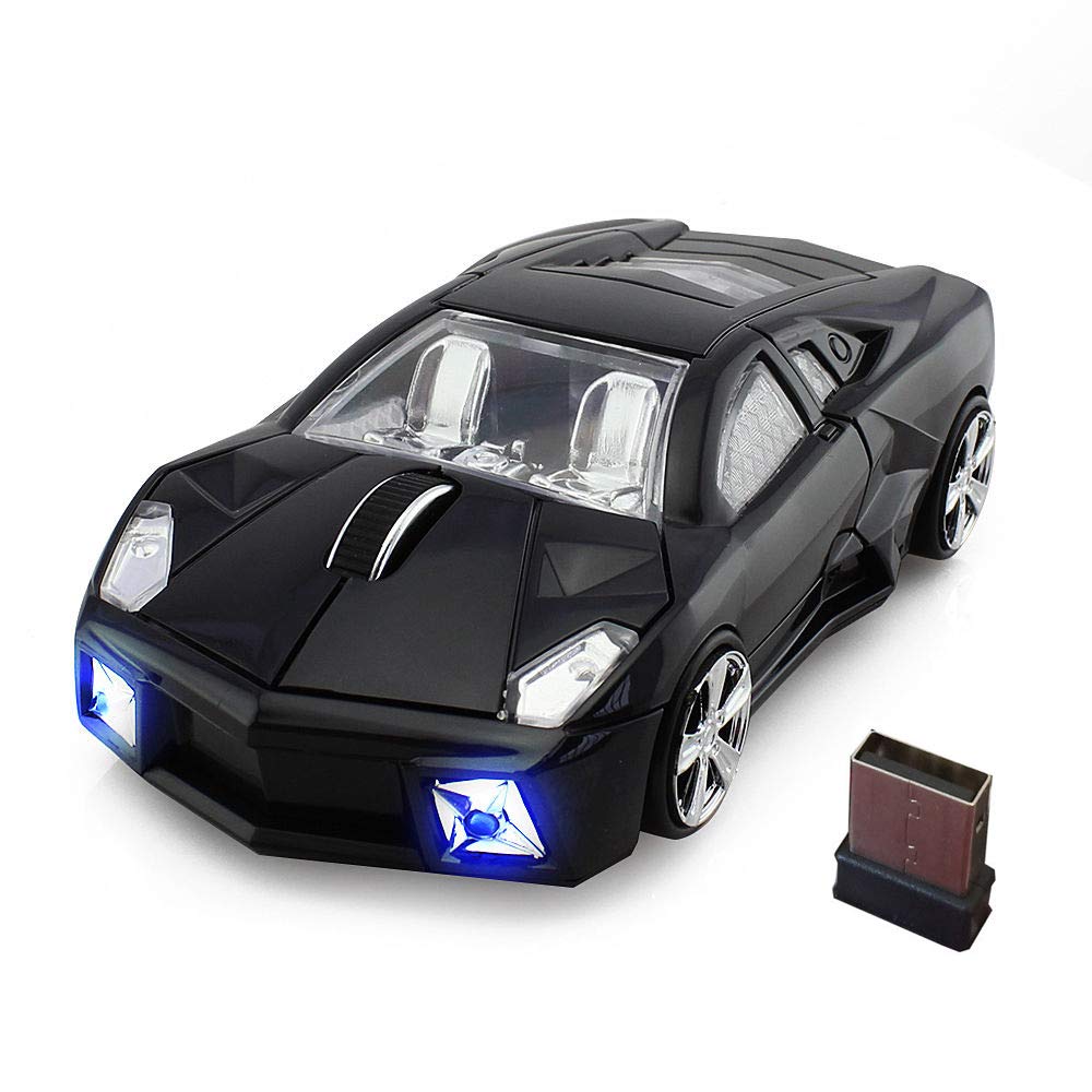 2.4GHz Wireless Gaming Mouse - 1600DPI Optical USB Sports Car Design for PC Laptop (Windows 10/Mac) - Perfect for Gaming, Office Work & Online Classes