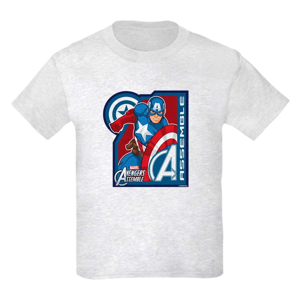 Captain America Assemble Kids Light T-Shirt | Marvel Superhero Graphic Tee for Boys & Girls | Soft Cotton Comfortable Playwear for School, Parties & Cosplay