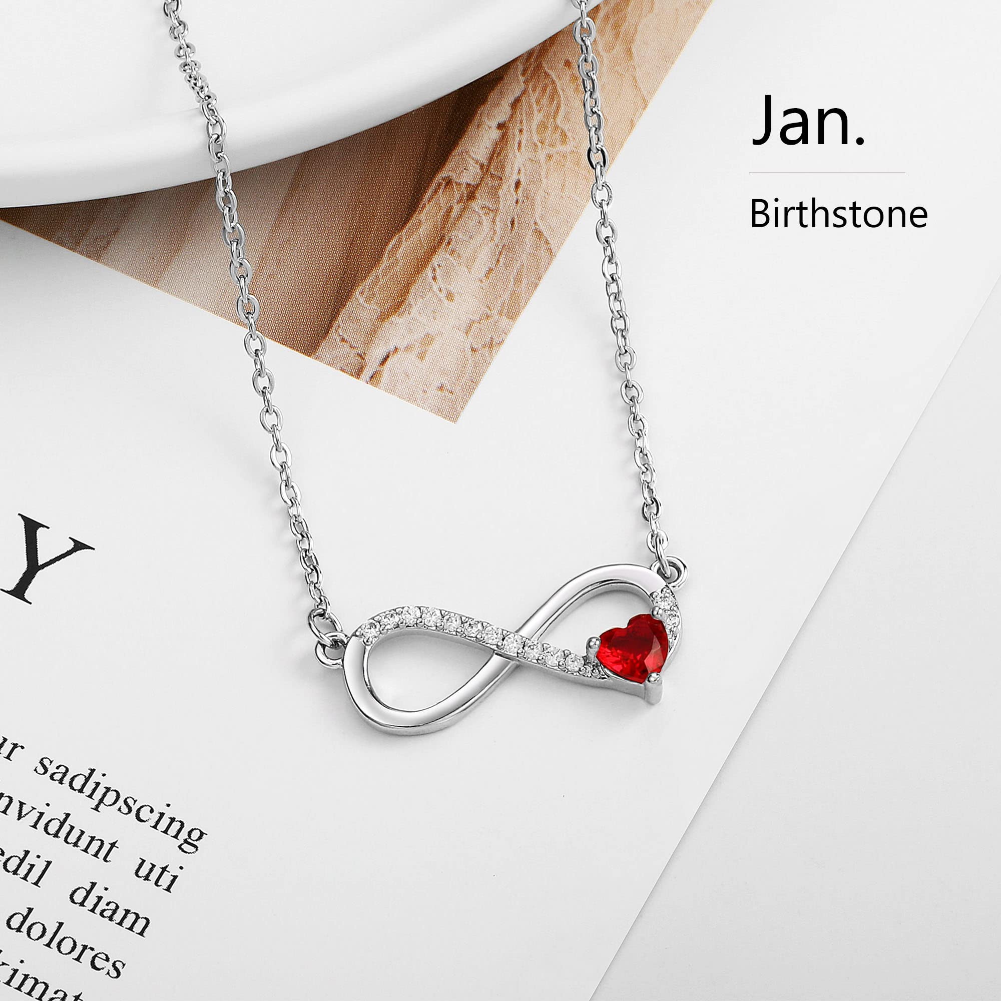 GLIVEOR 14k White Gold Plated Birthstone Necklace - Dainty Jewelry for Women | Perfect Anniversary & Birthday Gift | Elegant Everyday Wear & Special Occasions