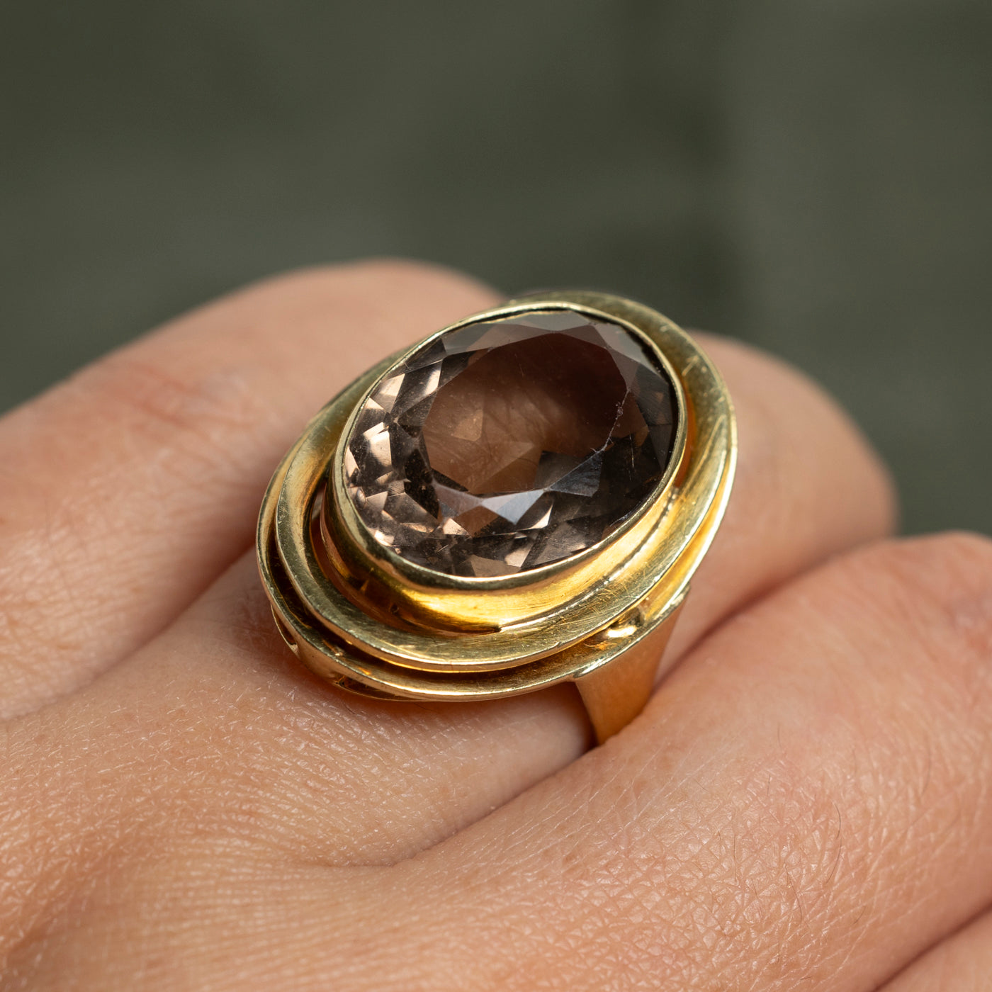 9.55ct Oval Cut Smoky Quartz Cocktail Ring - Size 7.5 | Elegant Evening Wear & Special Occasion Jewelry