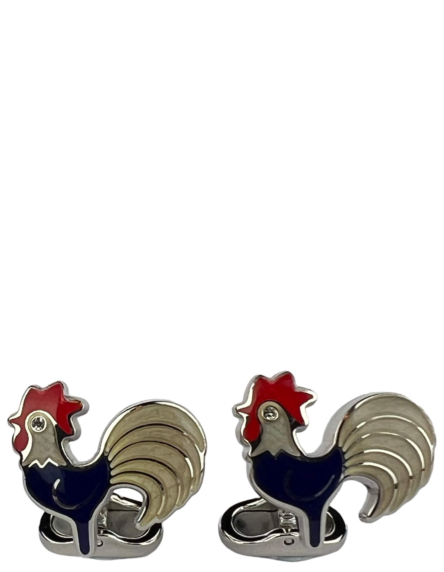 DÉCLIC Blue Rooster Cufflinks for Men - Elegant French Rooster Design Dress Shirt Accessories for Weddings, Business & Formal Events