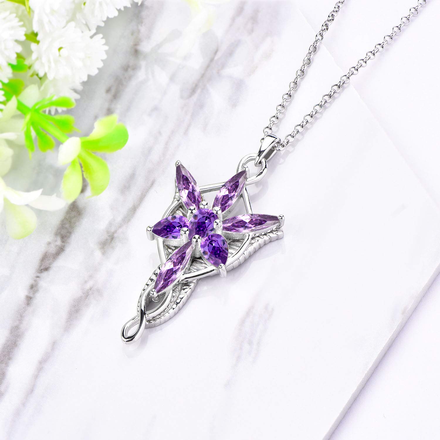 JO WISDOM Arwen Evenstar Necklace - 925 Silver LOTR Jewelry with CZ for Women | Elvish Gift & Cosplay