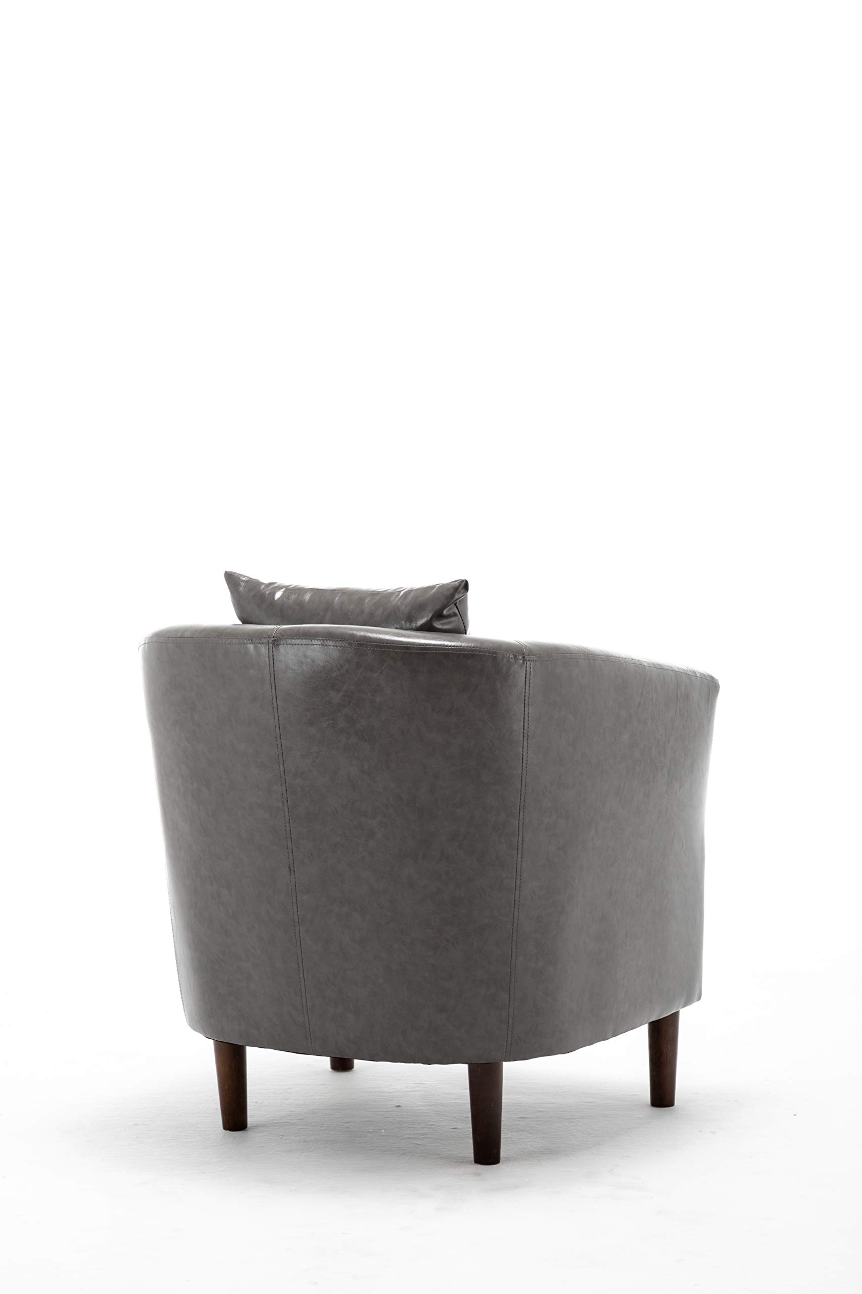 Modern Accent Chair - Faux Leather Upholstered Arm Barrel Club Chair with Ottoman Footrest for Living Room, Bedroom, or Office (Grey) | Captain Ninja Stylish Seating for Relaxation & Home Decor
