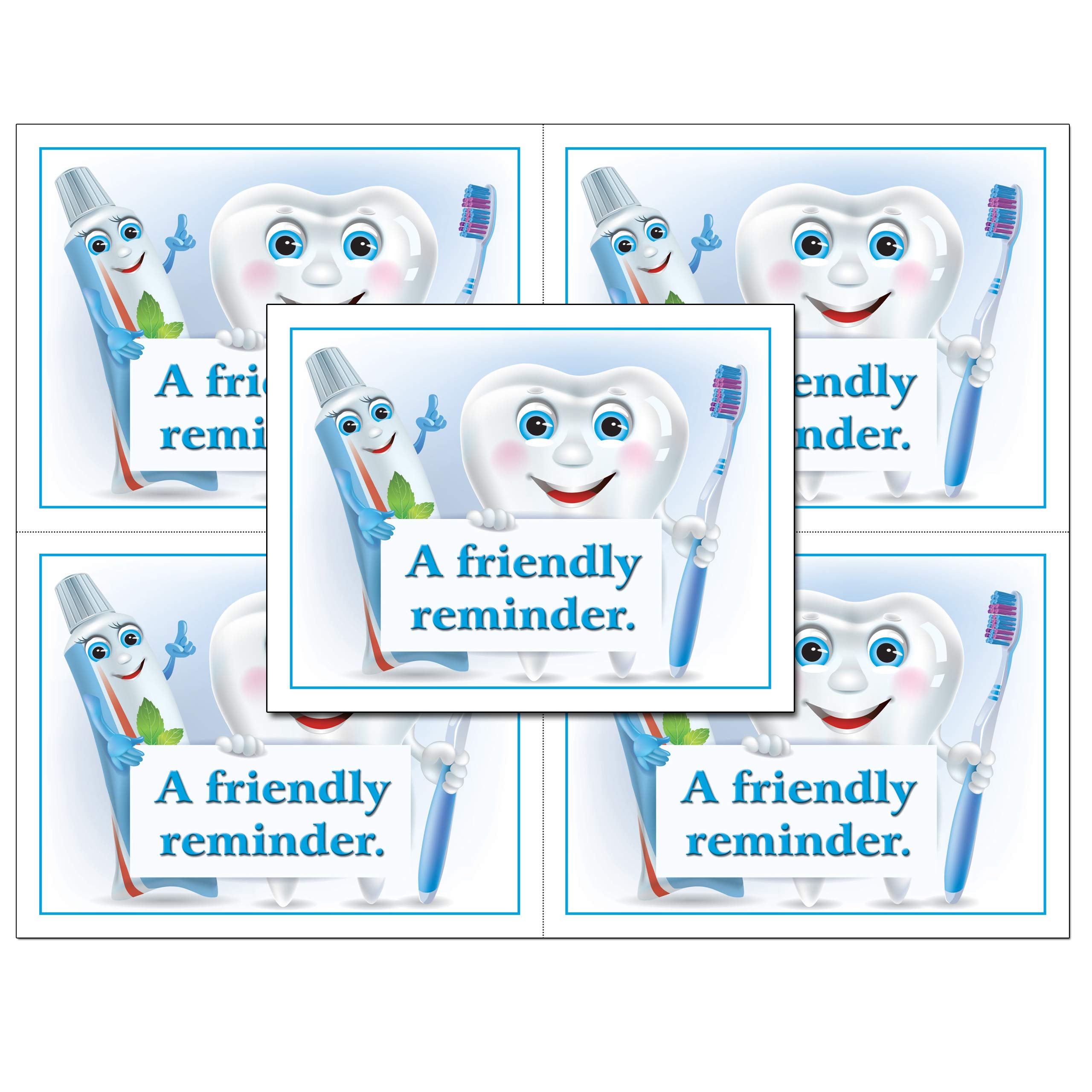 Dental Appointment Reminder Postcards - 4 Perforated Cards per Sheet (4.25