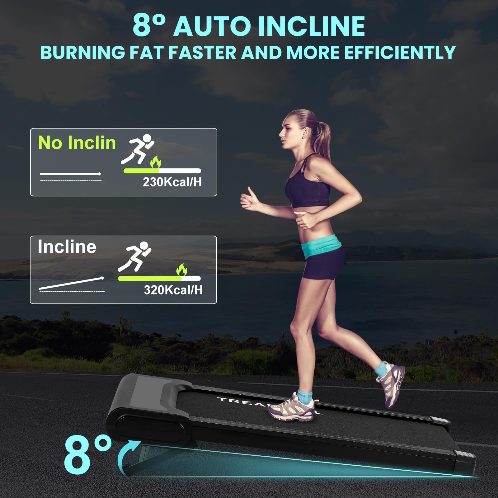 GARVEE 2 in 1 Portable Walking Treadmill for Home & Office - 2.5HP Ultra Quiet Folding Treadmill with Remote Control, LED Display & 16.5