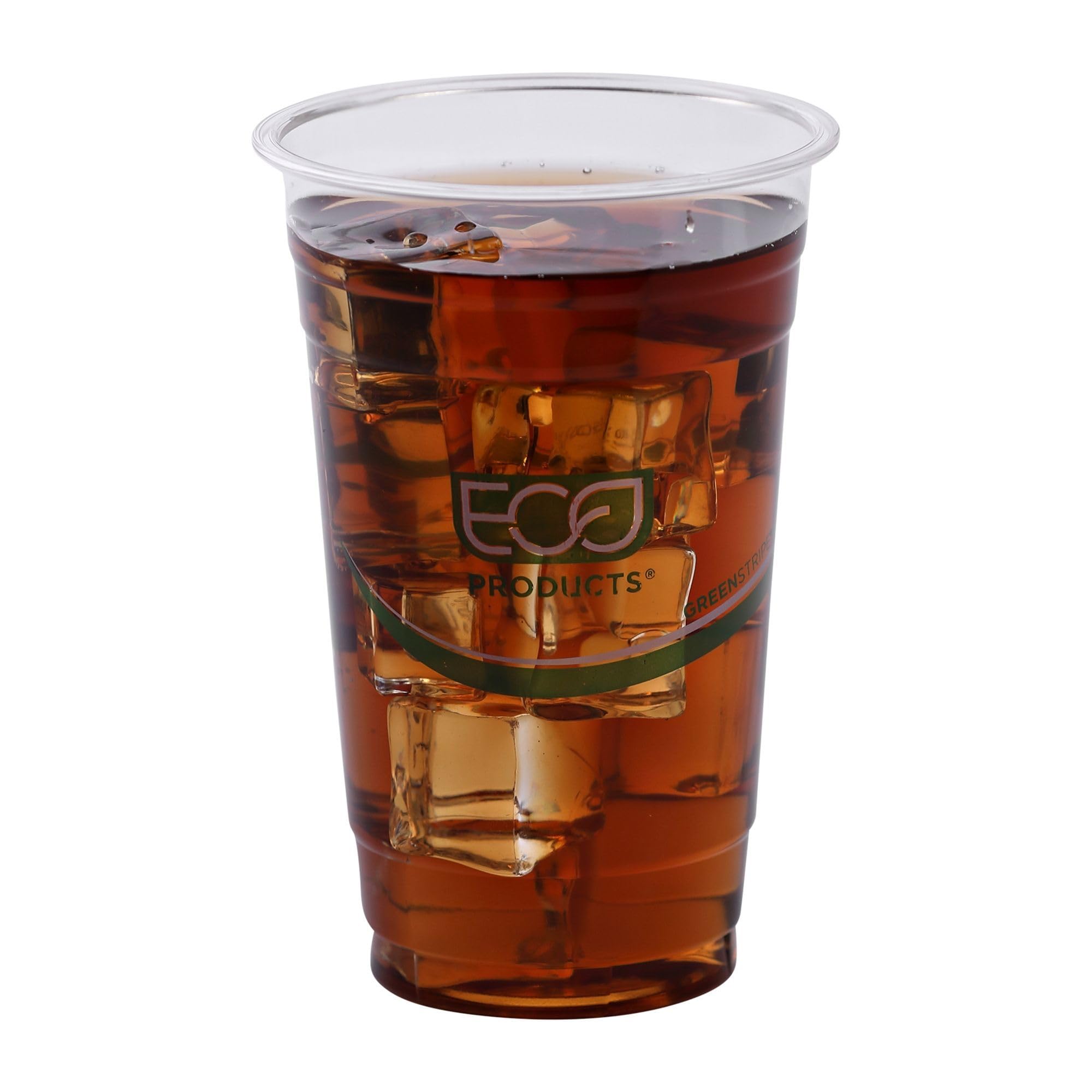ECO PRODUCTS GreenStripe Clear Compostable 20oz PLA Large Plastic Cups - Case of 1000 | BPI Certified & ASTM Compliant | Plant-Based Disposable Cold Drink Cups for Parties, Picnics, Offices & Restaurants | Eco-Friendly Alternative to Plastic