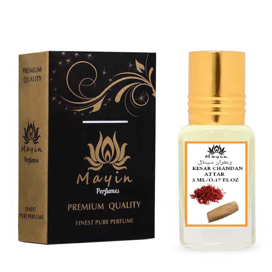 Premium Kesar Chandan Attar Perfume Oil - 5ml Luxury Saffron Sandalwood Fragrance for Men & Women - Perfect for Meditation, Aromatherapy & Special Occasions