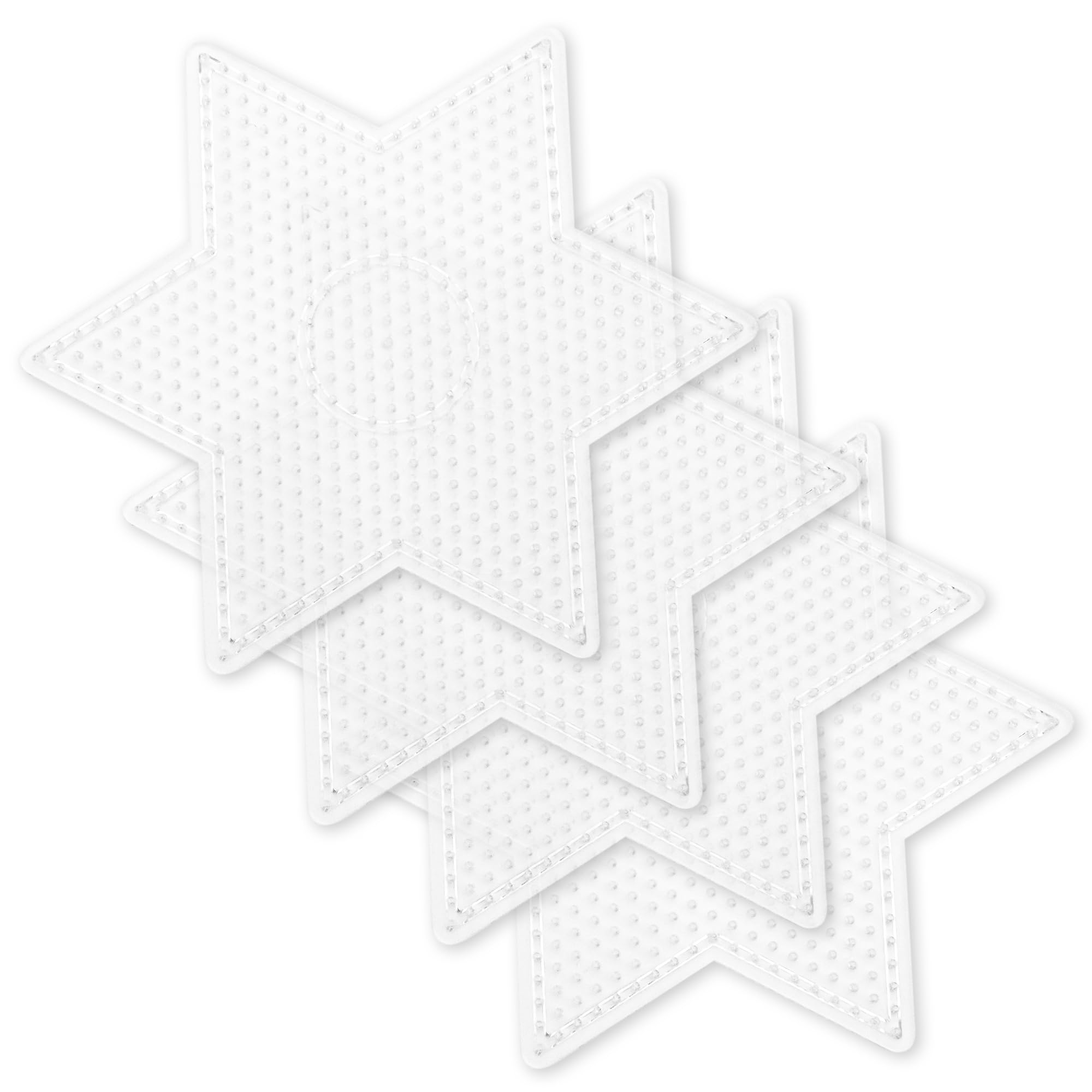 4PCS 5mm Fuse Beads Boards - Large Clear Pegboard Kits with Hexagram Design for Kids Arts & Crafts - Perfect for DIY Jewelry, Keychains and Home Decor Projects