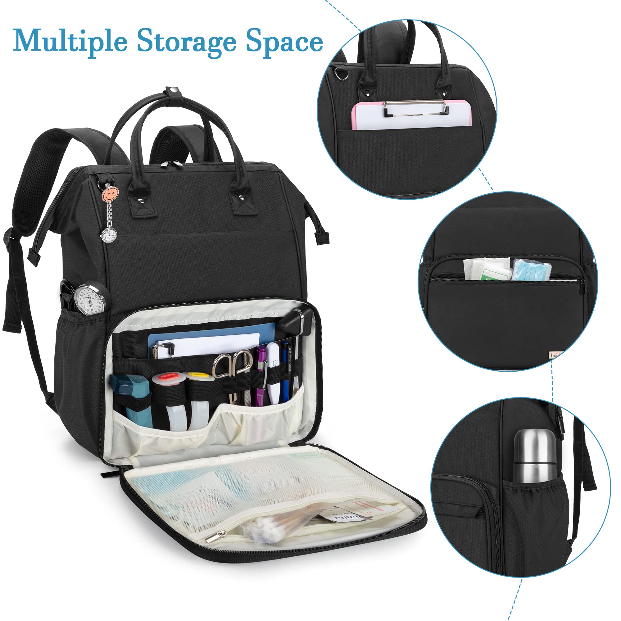 **LoDrid Heavy Duty Nurse Backpack for Men & Women - Steel Frame Top, 15.6