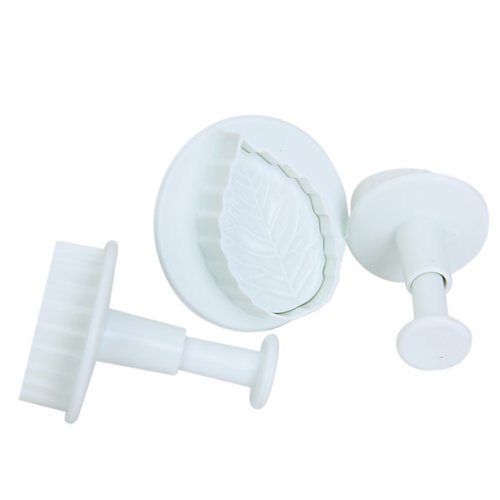 3-Piece Veined Rose Leaf Fondant Cutter Set - Stainless Steel Cake Decorating Tools for Wedding, Birthday Cakes & Cupcakes - Perfect for Bakers & DIY Sugar Crafting