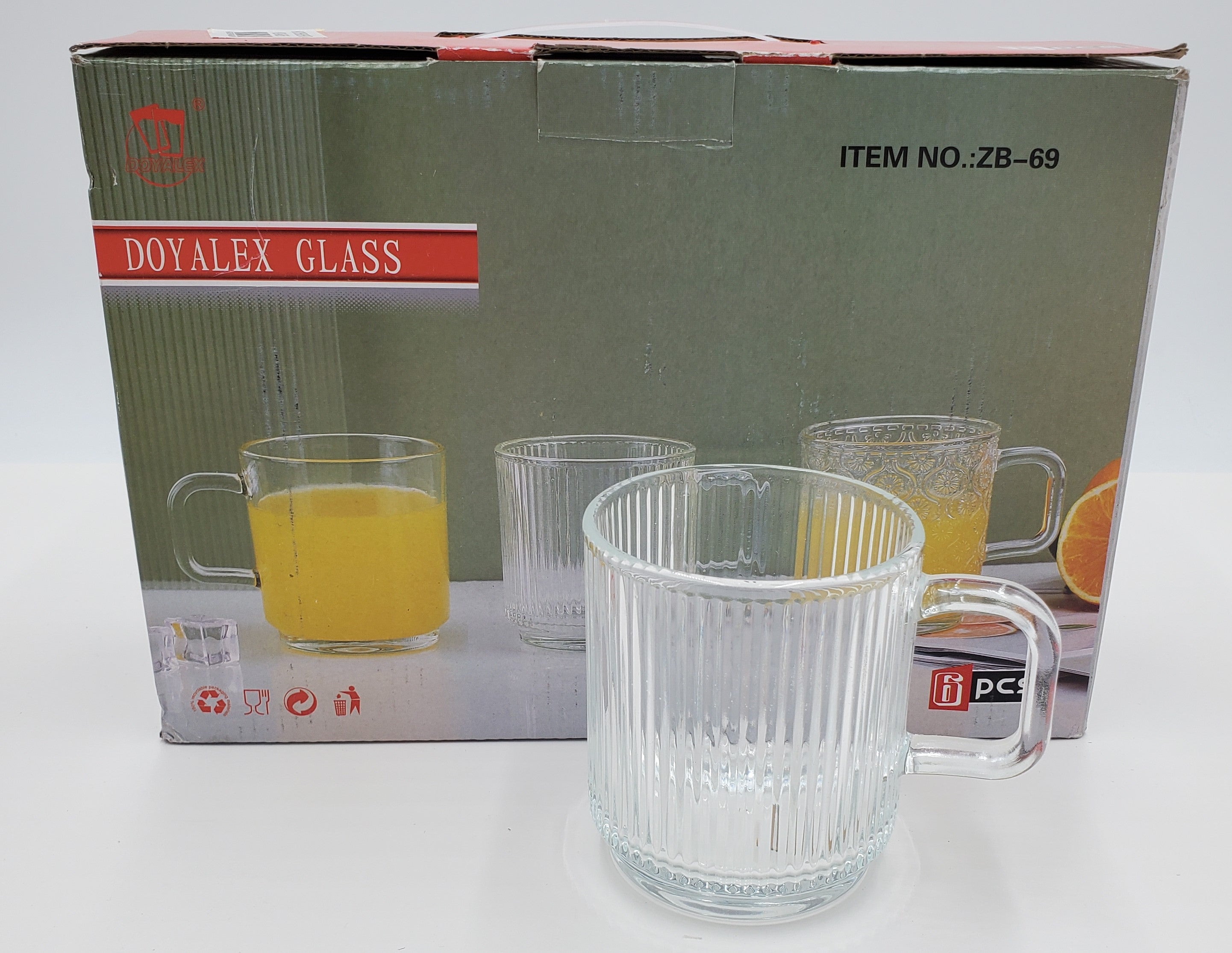 6-Piece Tea Glass Set with Handle - Perfect for Hot & Cold Beverages, Home, Office, or Outdoor Use