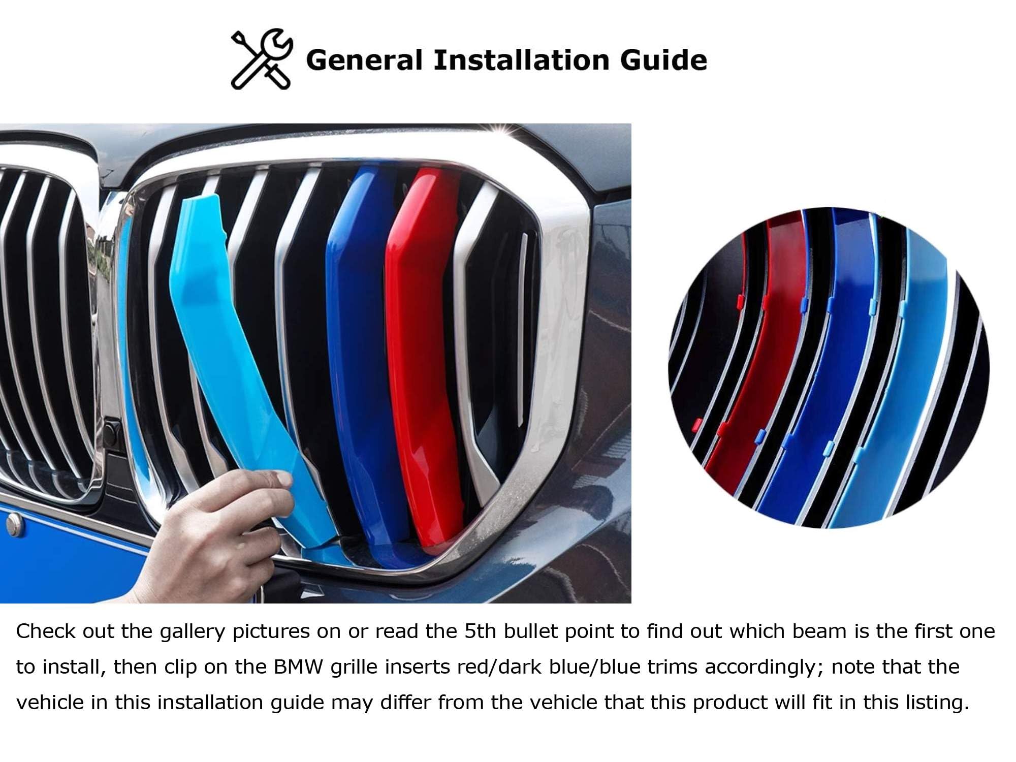 BMW G30 G31 5 Series M Style Color Grille Inserts (2021+) - 8 Beam Design for Enhanced Style & Sporty Look | Perfect for Car Enthusiasts & Custom Upgrades