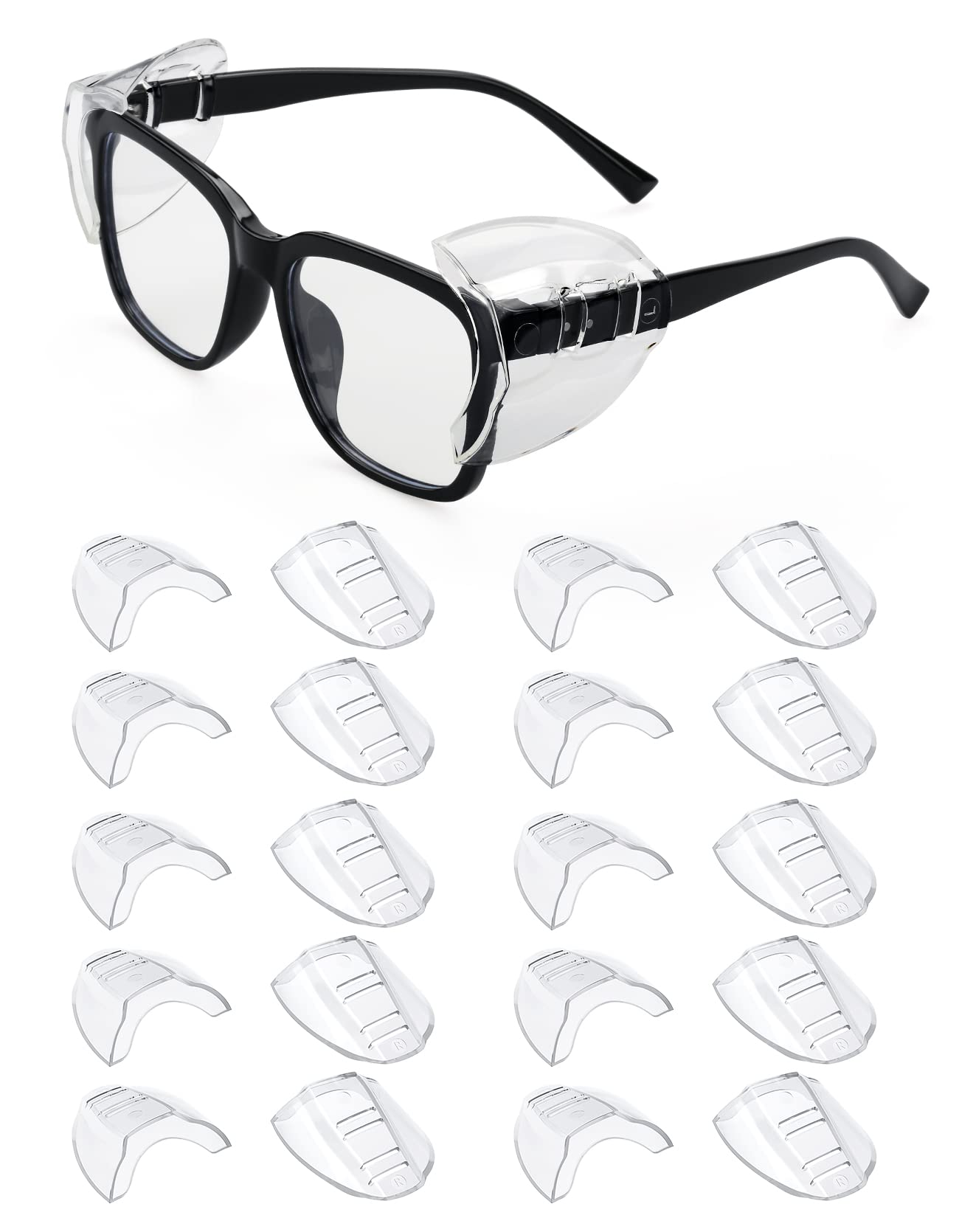 YunTuo 10 Pairs Safety Glasses Side Shields - Flexible Slip-On Protective Eyewear Accessories for Small to Medium Frames | Perfect for Lab Work, Construction & DIY Projects