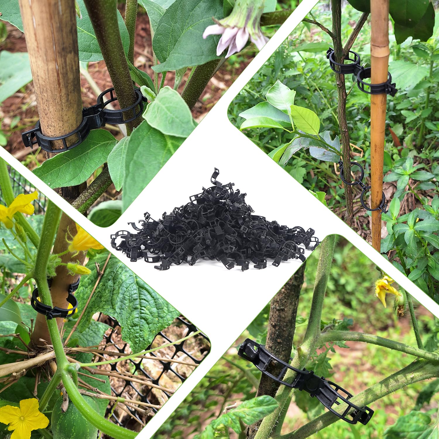 200Pcs Black Plant Support Clips - Heavy Duty Tomato Clips for Climbing Plants, Garden Trellis Clips for Vine Support - Perfect for Tomatoes, Cucumbers, Beans & Vertical Gardening