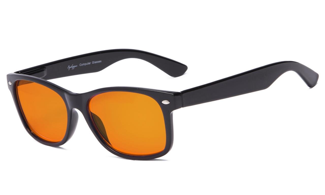 Blue Light Blocking Amber Glasses for Sleep & Nighttime Use - Orange Tinted Computer Glasses for Women & Men - Reduce Eye Strain & Improve Sleep Quality - Perfect for Night Work, Gaming & Screen Time