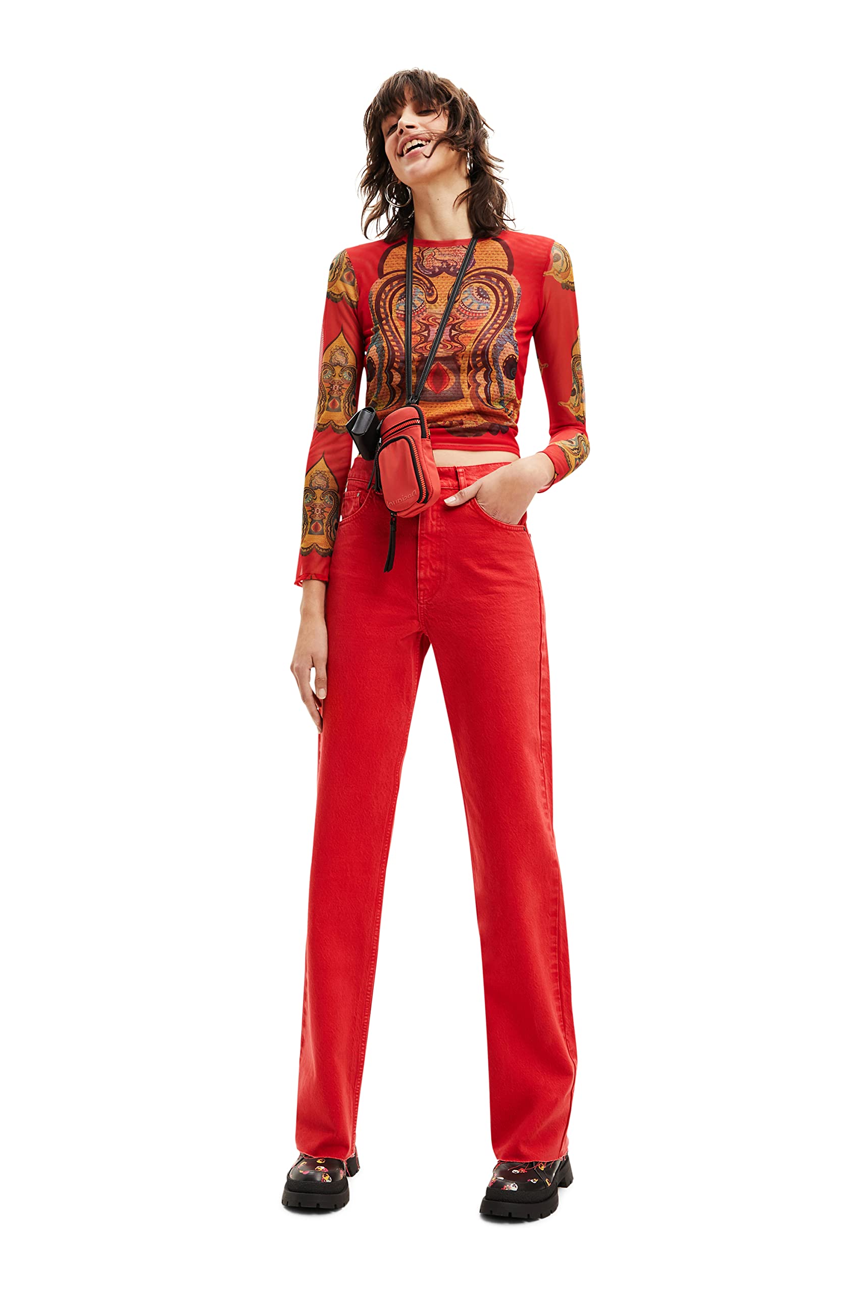 Desigual Women's Denim_lluïsa Jeans - 3080 Red River Wash High Waist Skinny Fit for Women | Perfect for Casual Wear, Office Outfits & Night Out