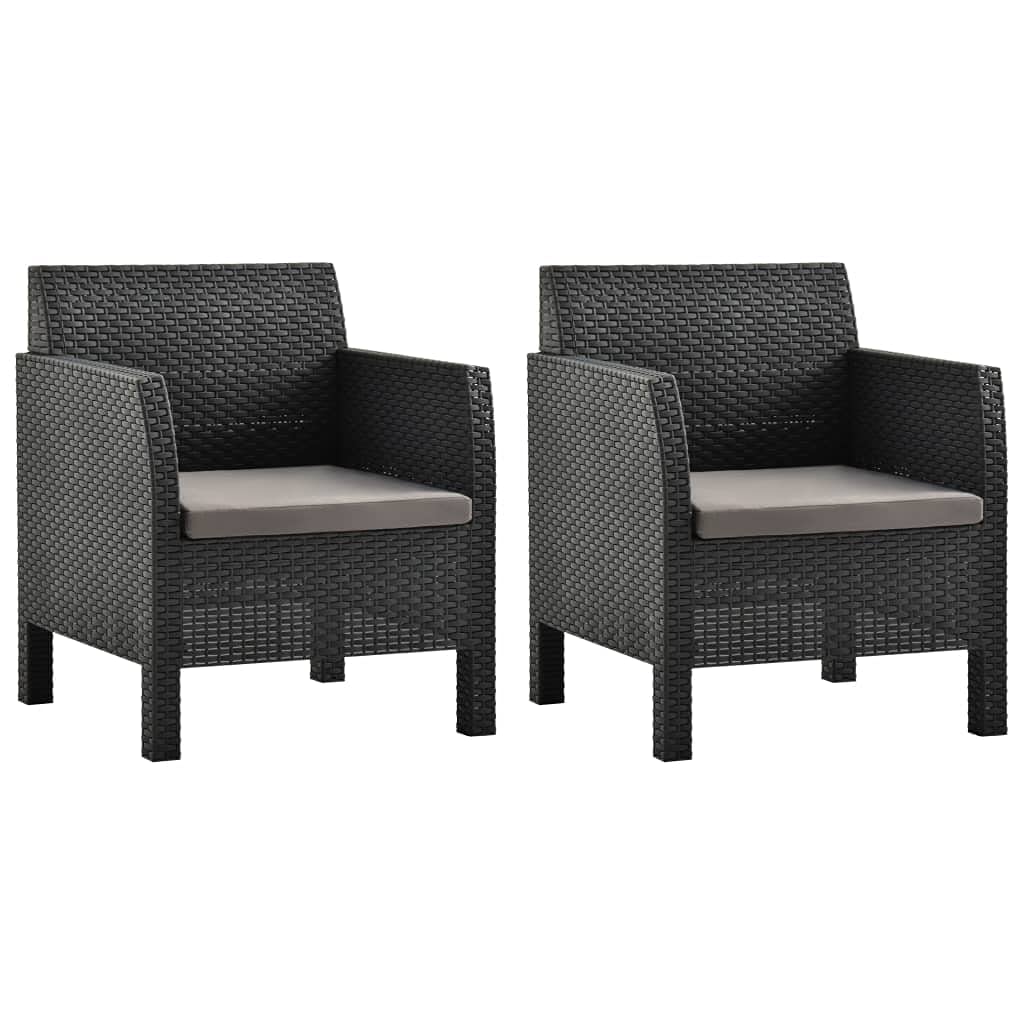 Premium Wicker Rattan Patio Dining Chairs Set of 2 with Cushions - Outdoor Weather-Resistant Garden, Poolside, Lawn & Porch Furniture (Anthracite) | Perfect for Backyard BBQs, Pool Relaxation & Outdoor Entertaining