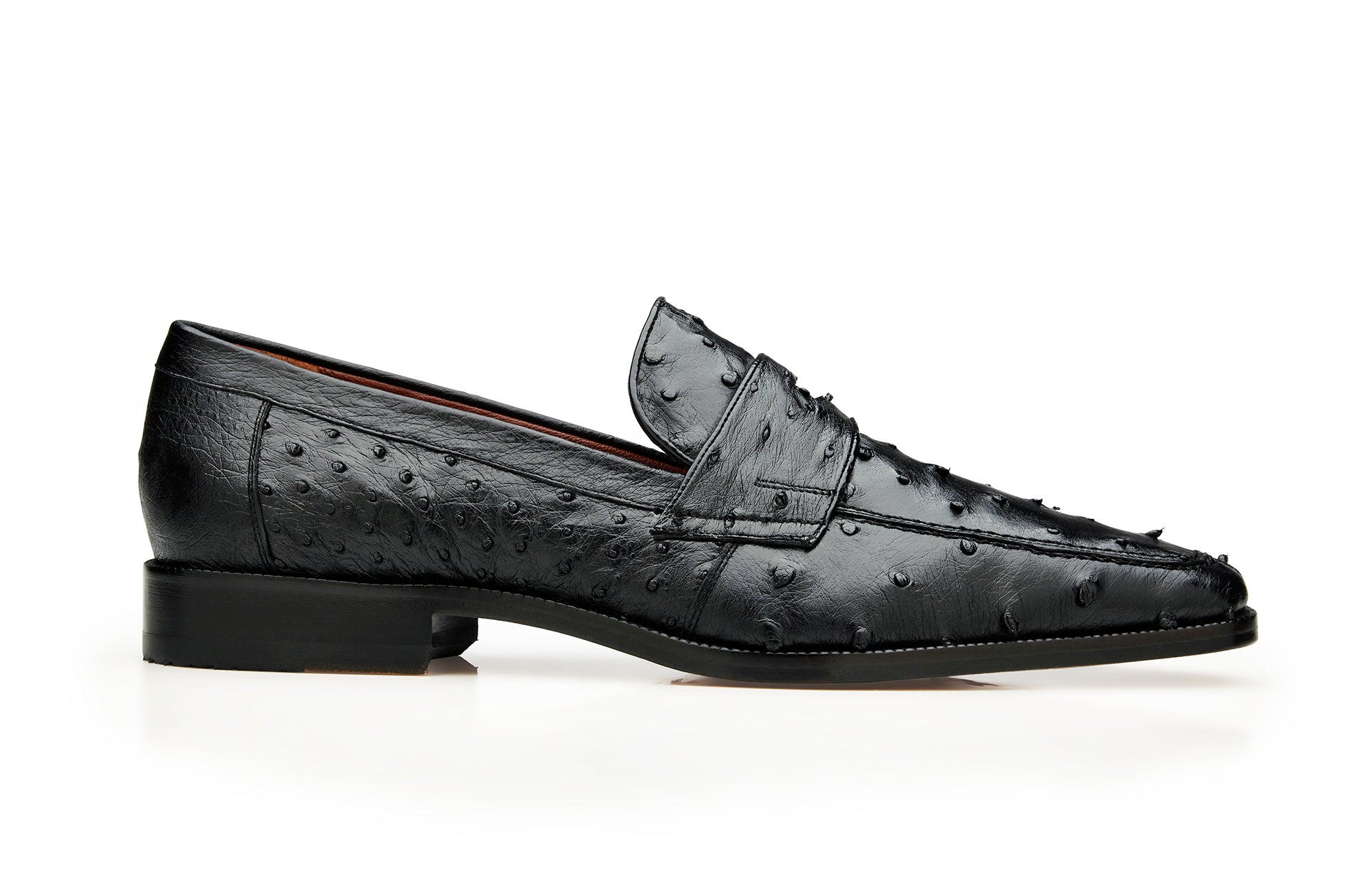Belvedere Espada Genuine Ostrich Leather Dress Shoes for Men - Black (02440) | Premium Business & Formal Occasion Footwear
